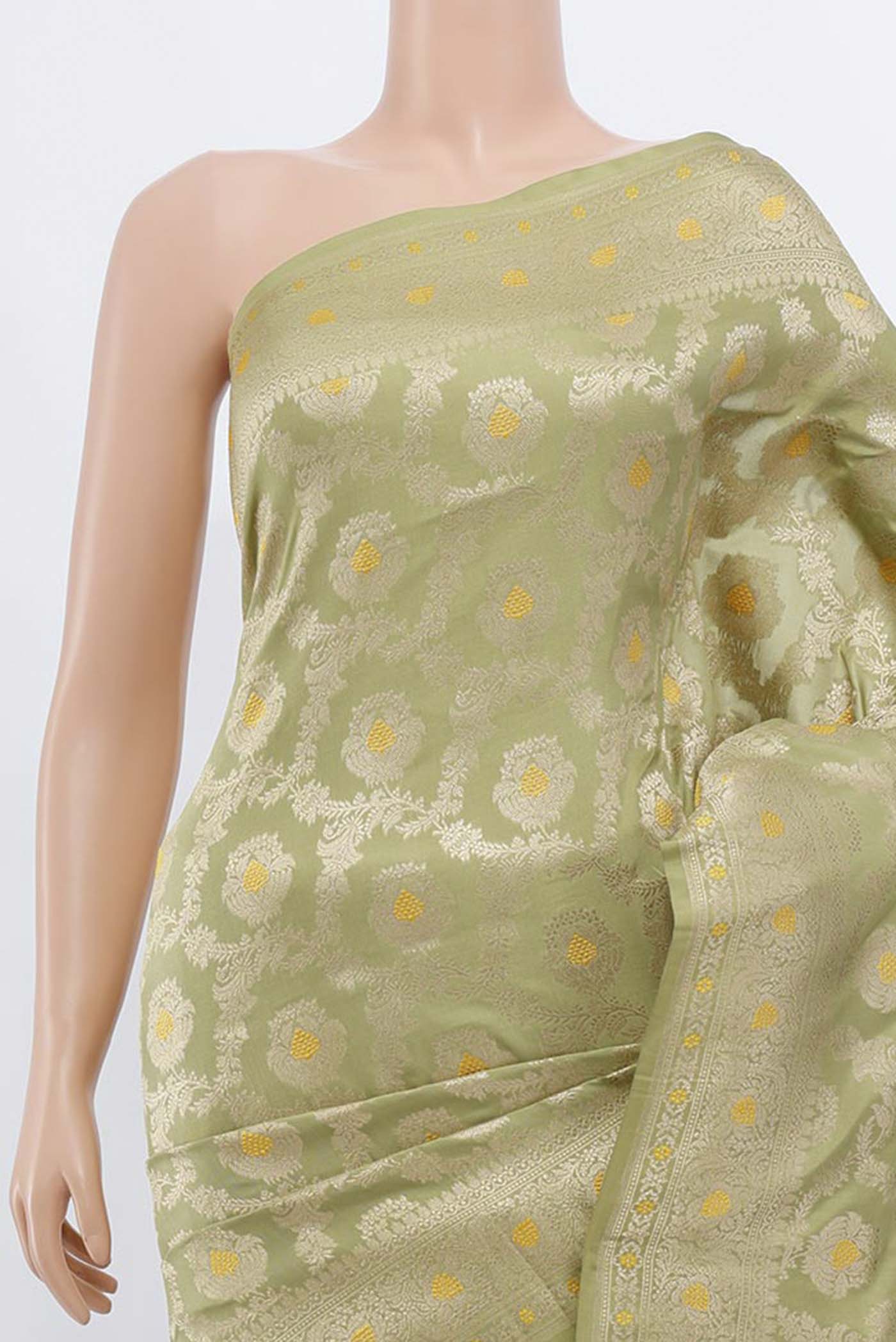 Light Green Banarasi Silk Saree - Image 2
