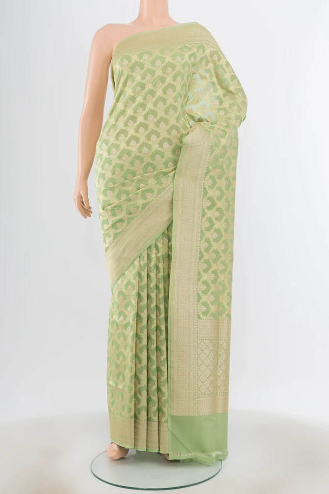 Pista Green Banarasi Silk Saree