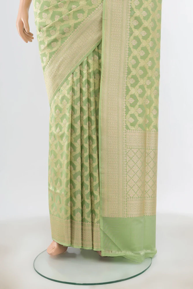 Pista Green Banarasi Silk Saree - Image 3