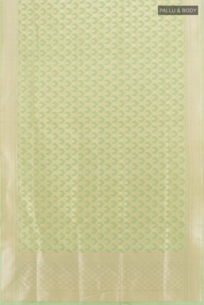 Pista Green Banarasi Silk Saree - Image 5