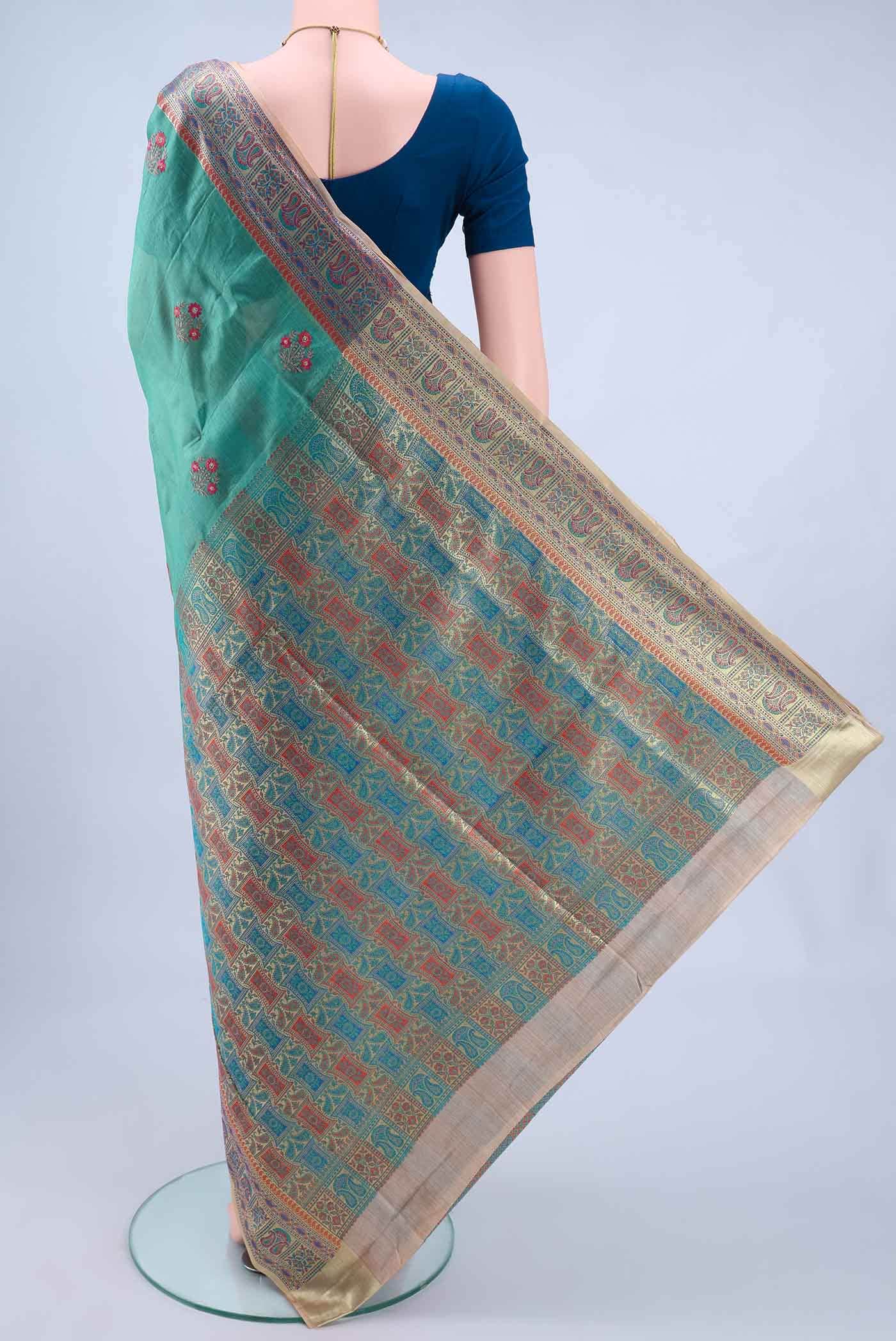 Pista Green Banarasi Silk Saree - Image 2