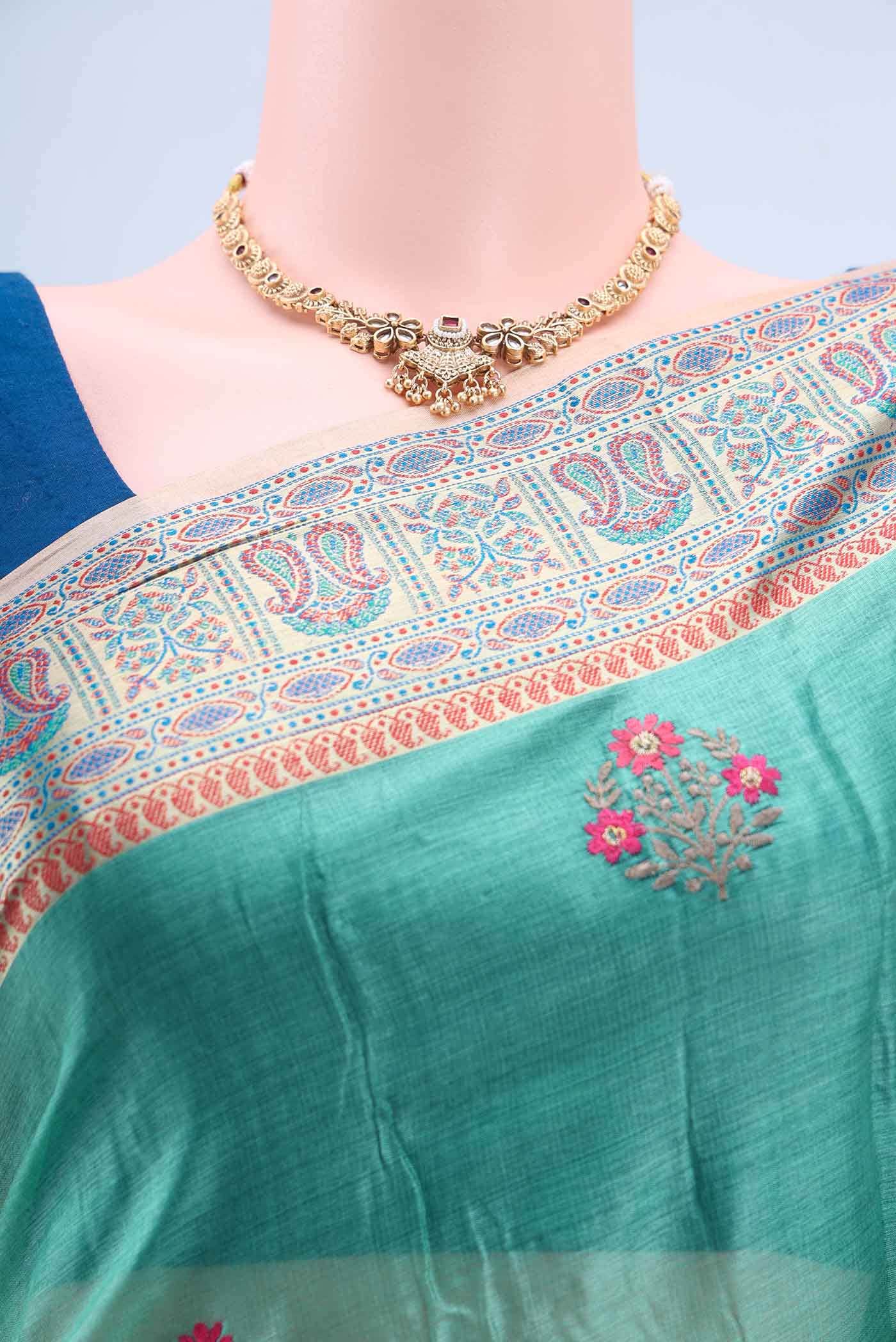 Pista Green Banarasi Silk Saree - Image 3