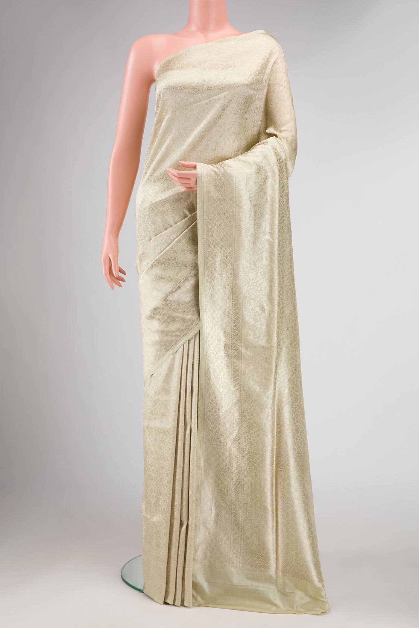 Cream Banarasi Silk Saree