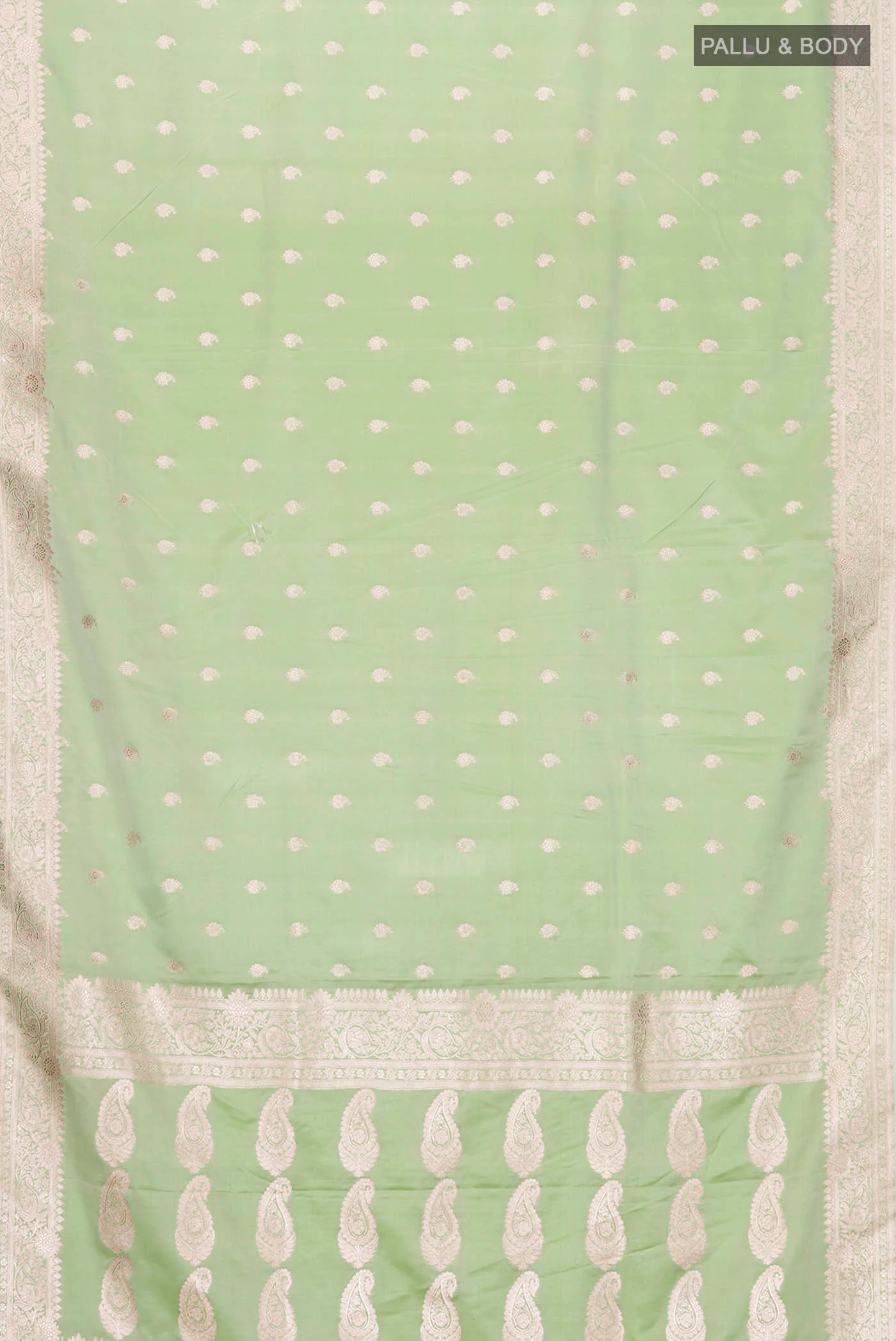 Pista Green Blended Banarasi Silk Saree - Image 3