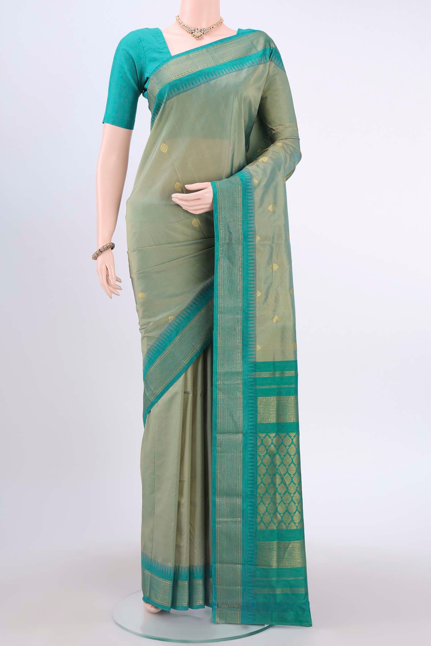 Pista Green Blended Bangalore Silk Saree