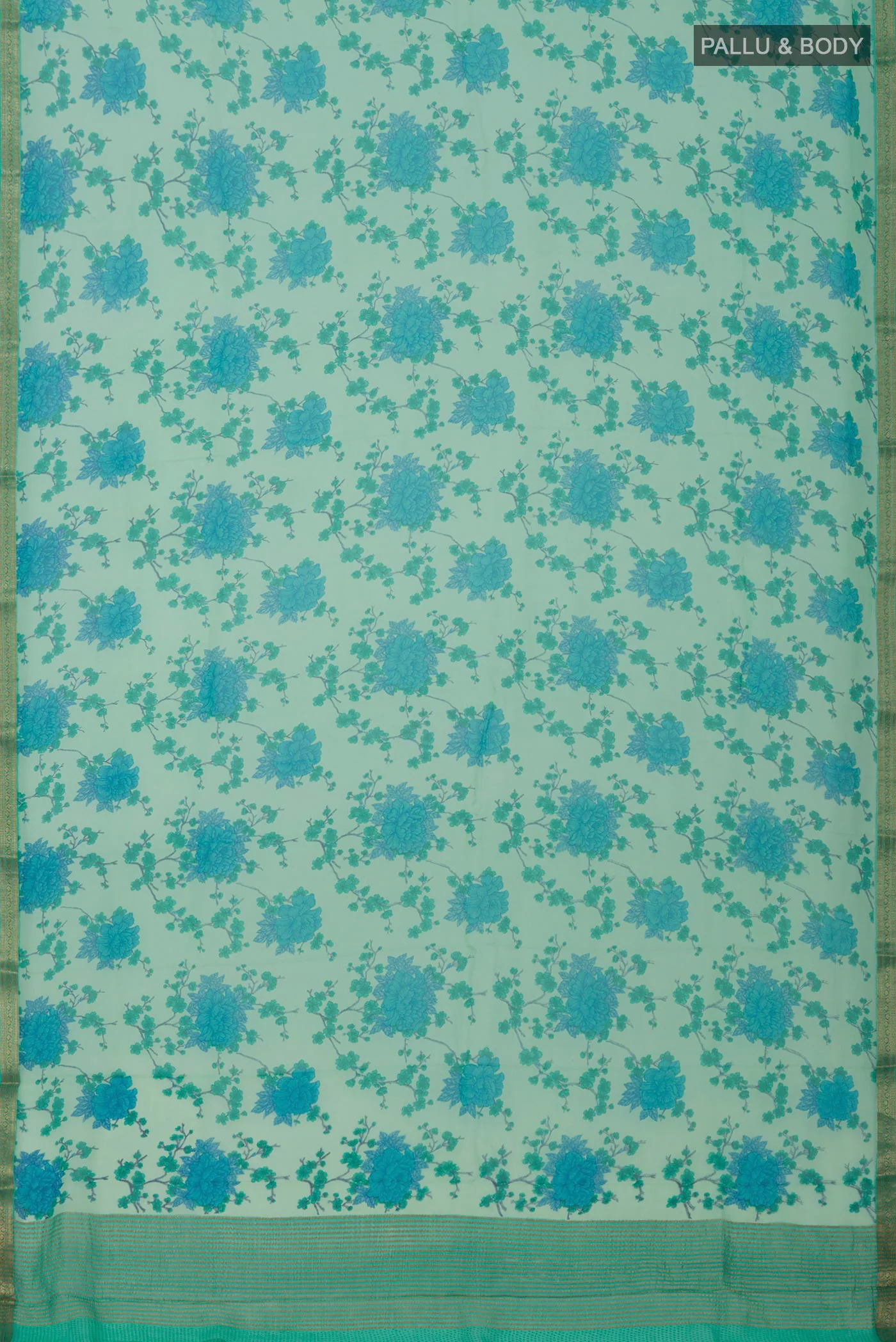 Green Mysore Chiffon Saree - Image 5