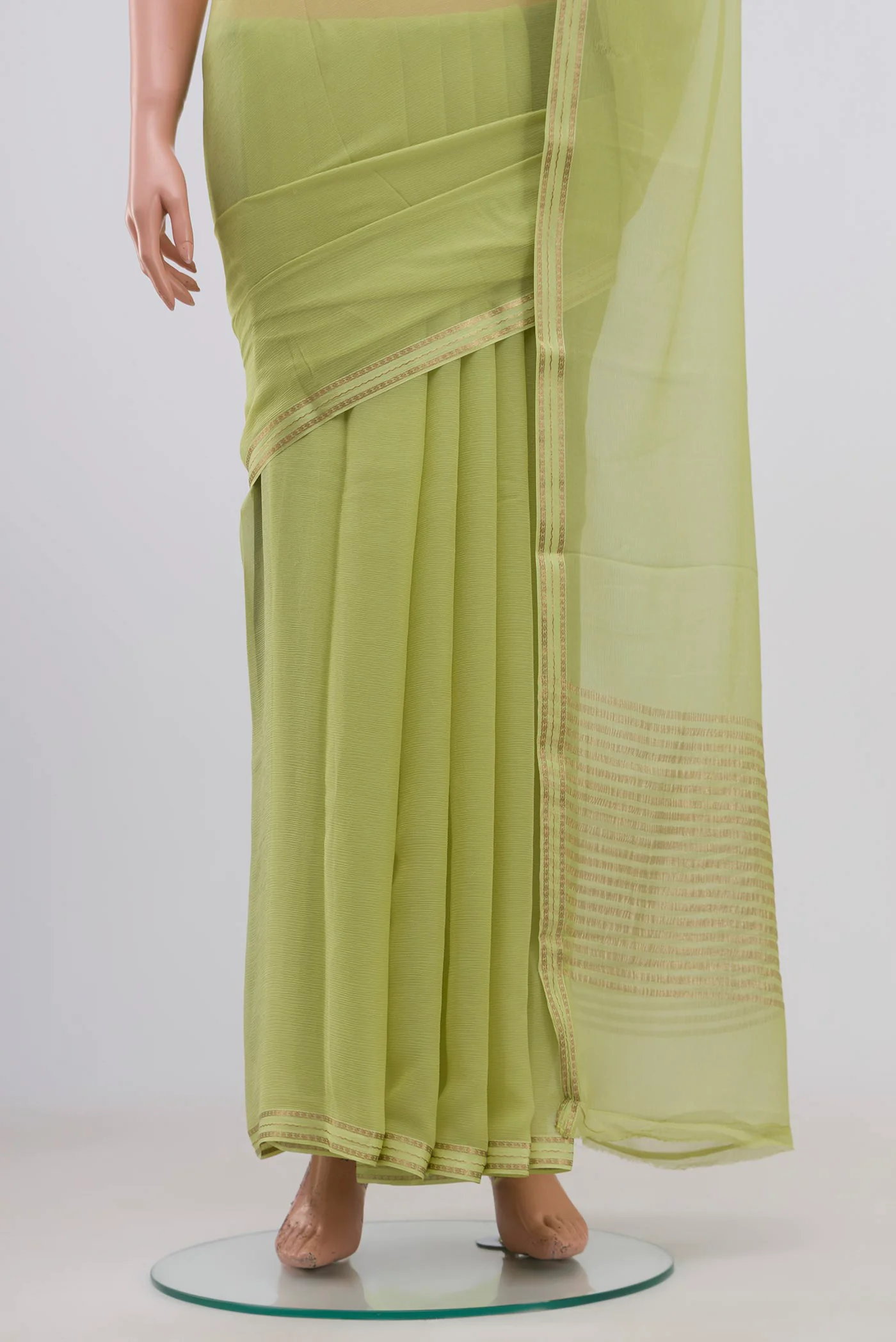 Pista Green Mysore Chiffon Saree - Image 3