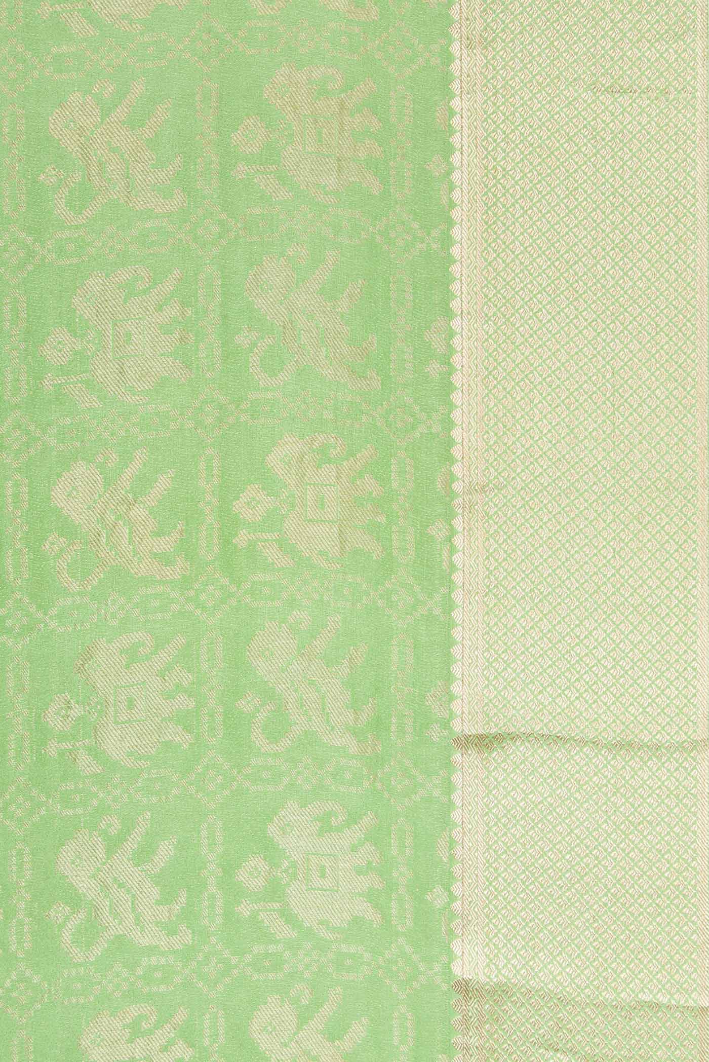 Pista Green Mysore Crepe Saree - Image 3