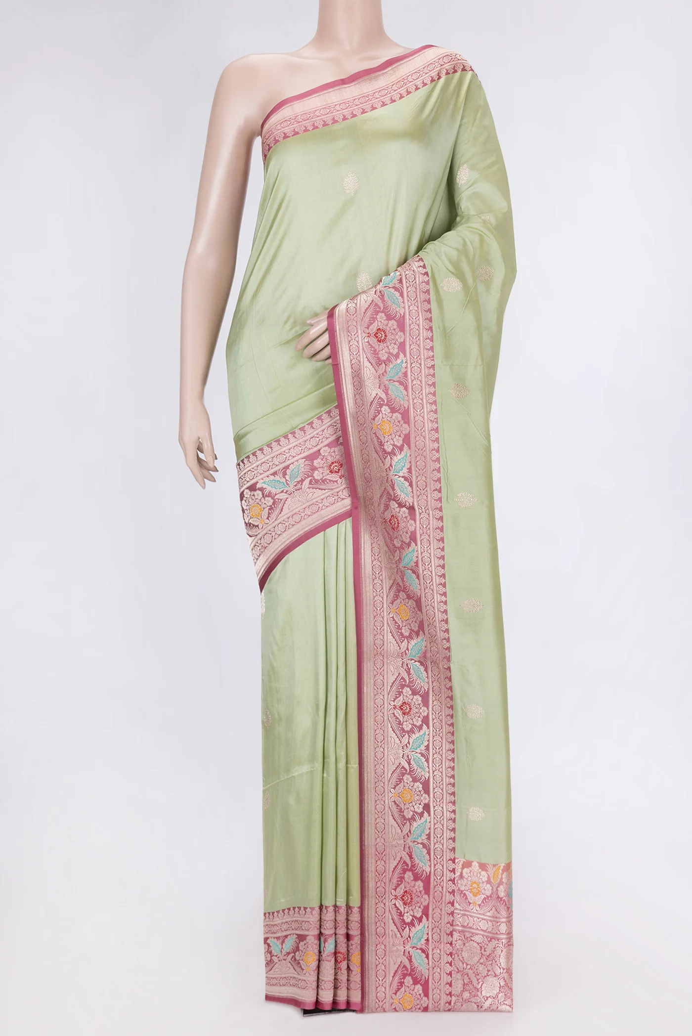 Pista Green Banarasi Katan Silk Saree