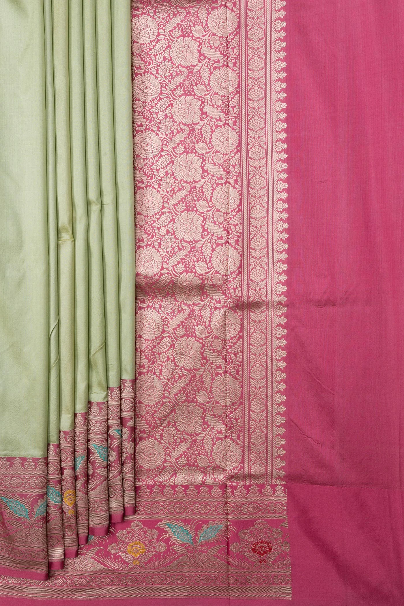 Pista Green Banarasi Katan Silk Saree - Image 4