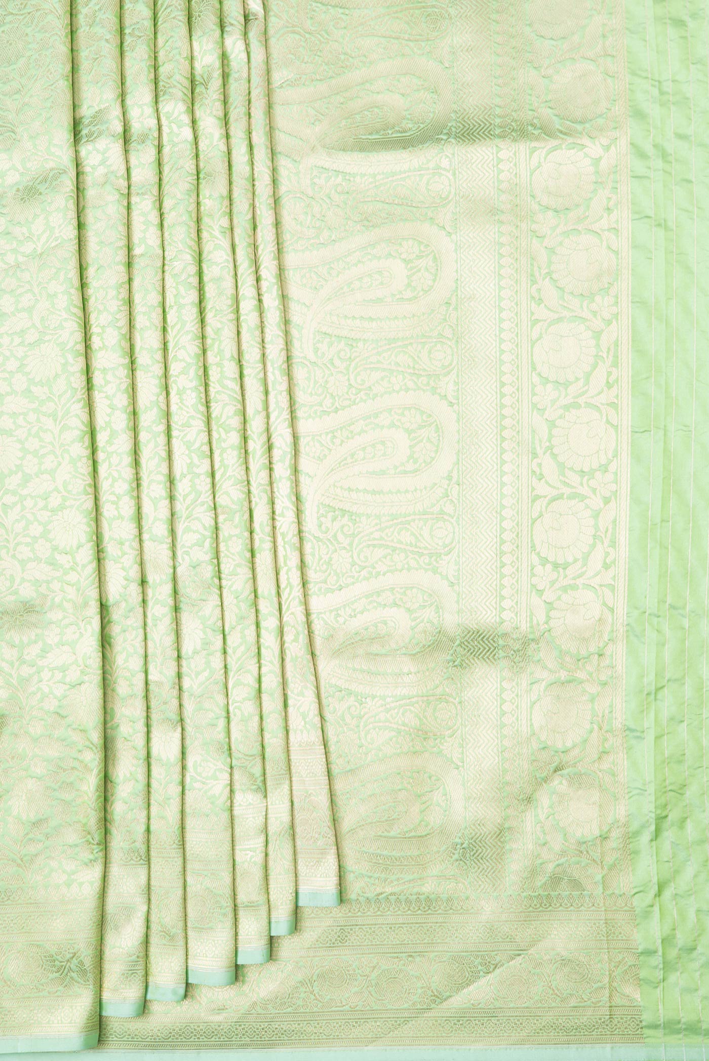 Pista Green Banarasi Silk Saree - Image 4
