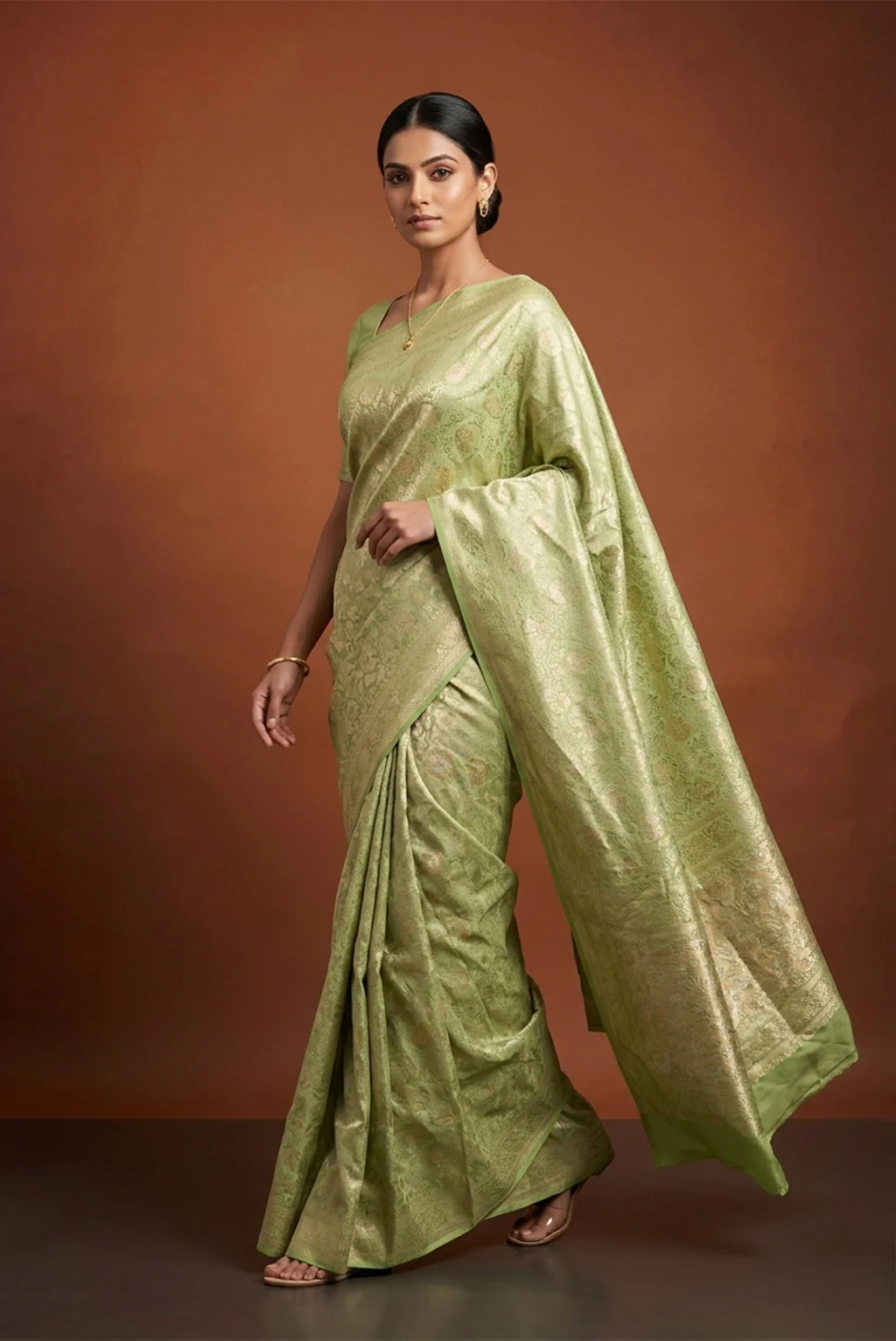 Pista Green Banarasi Silk Saree