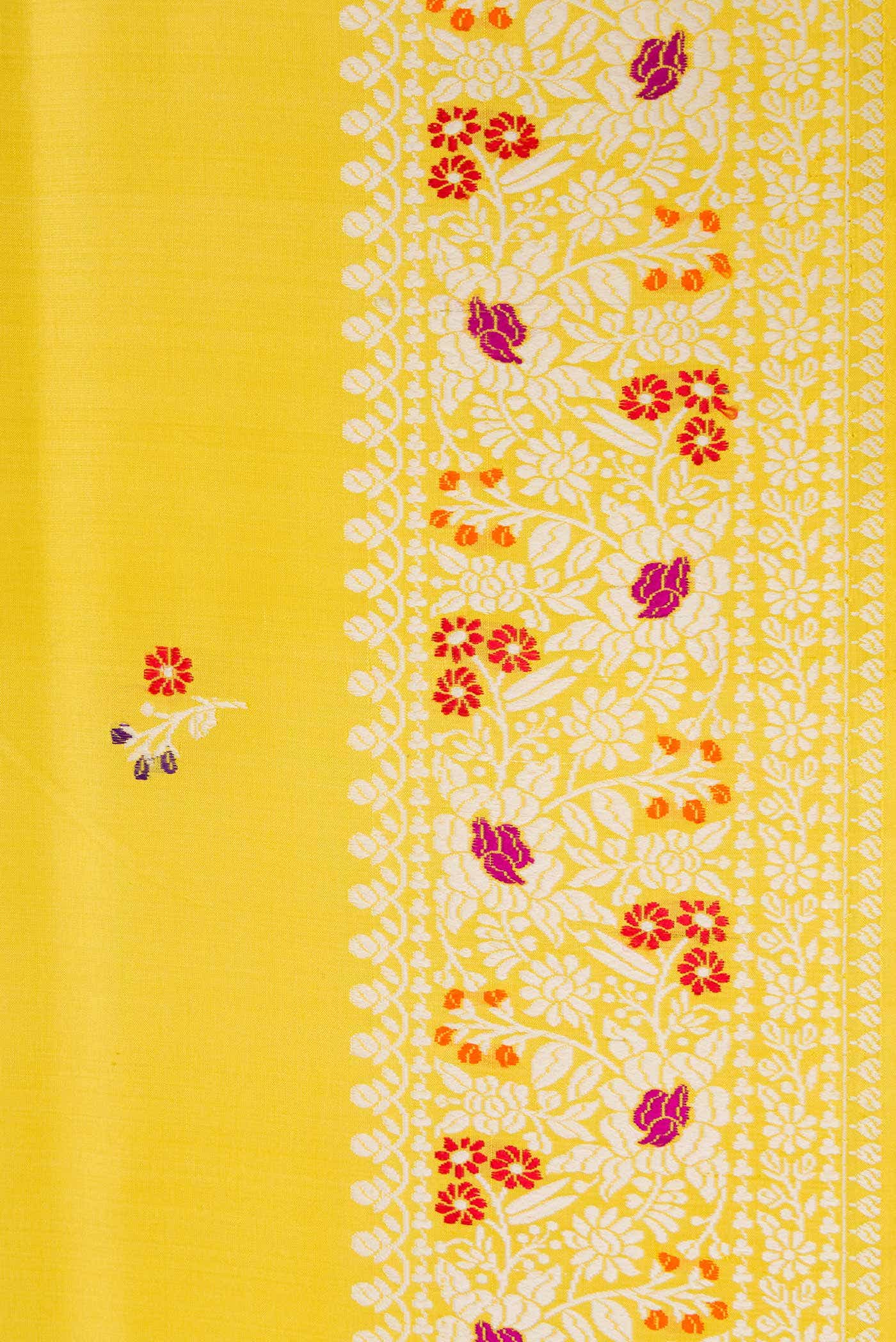 Yellow Dual Tone Banarasi Silk Saree - Image 11