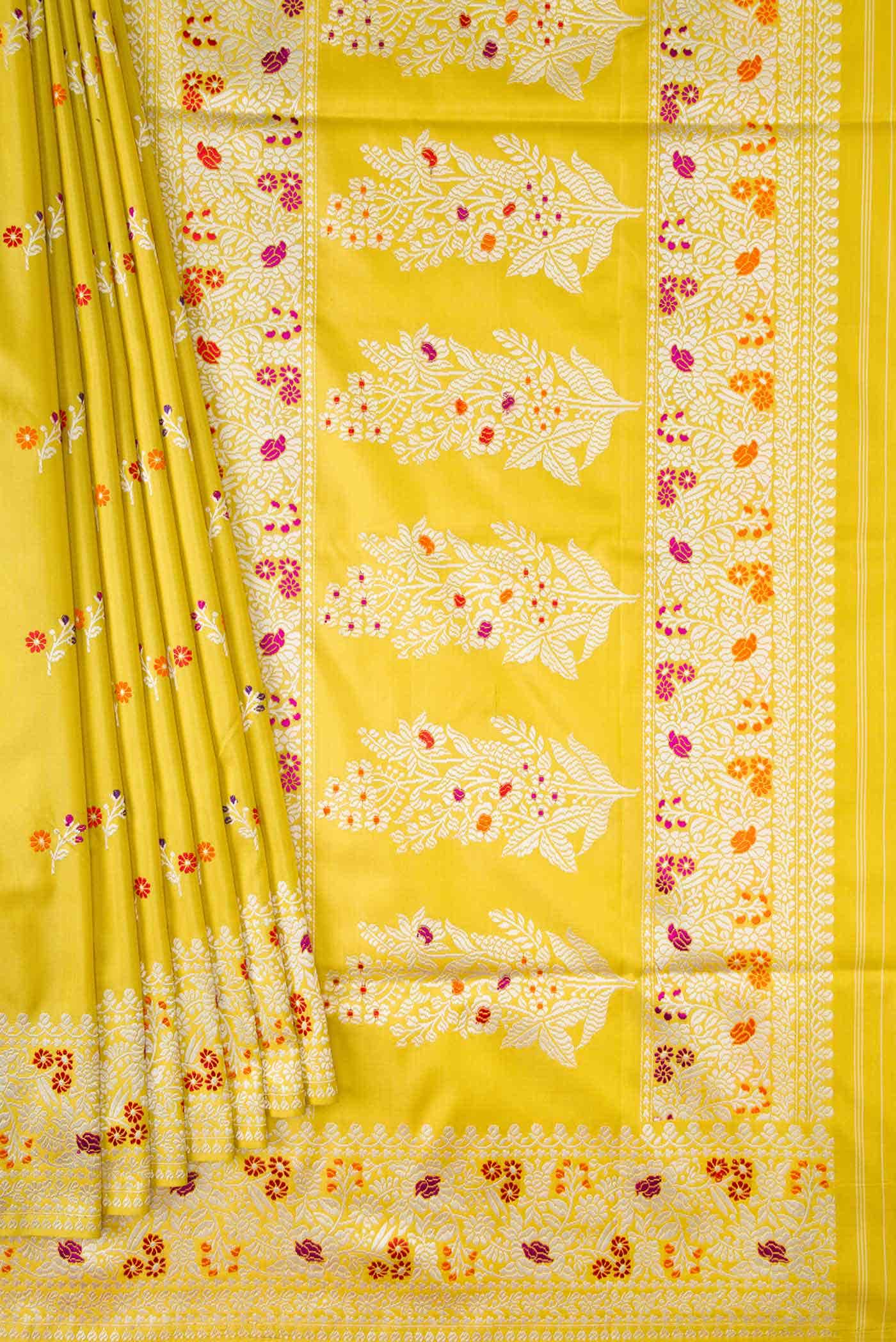 Yellow Dual Tone Banarasi Silk Saree - Image 2