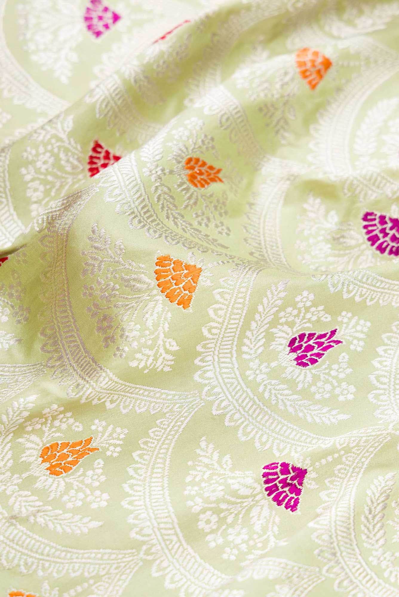 Pista Green Dual Tone Banarasi Silk Saree - Image 3