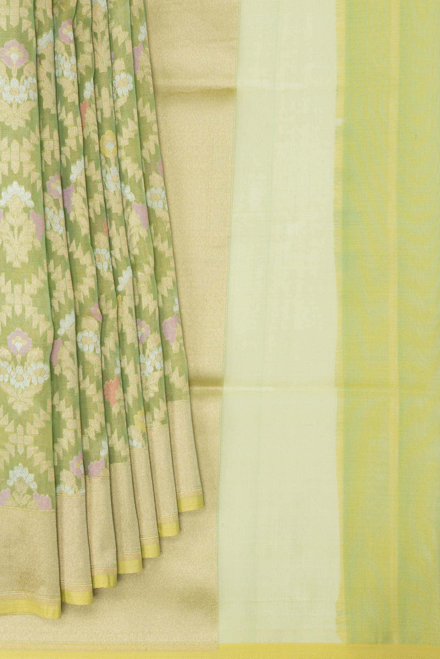 Pista Green Dual Tone Banarasi Silk Saree - Image 2