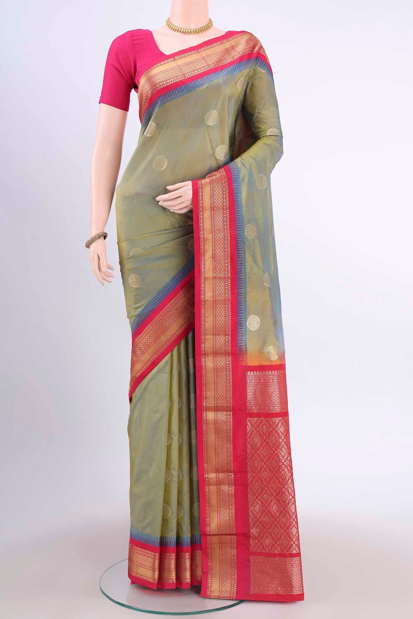 Pista Green Dual Tone Blended Bangalore Silk Saree