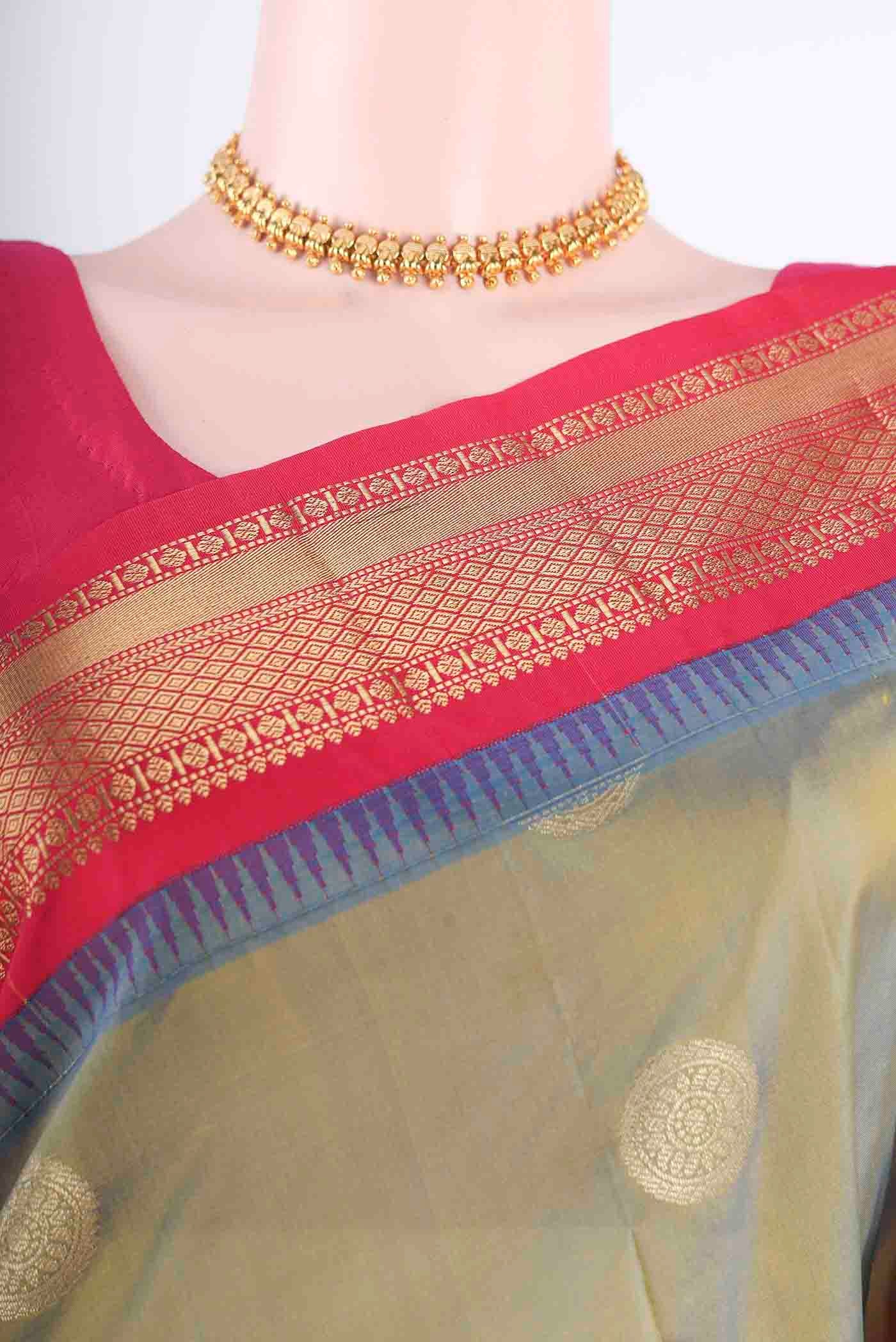 Pista Green Dual Tone Blended Bangalore Silk Saree - Image 2