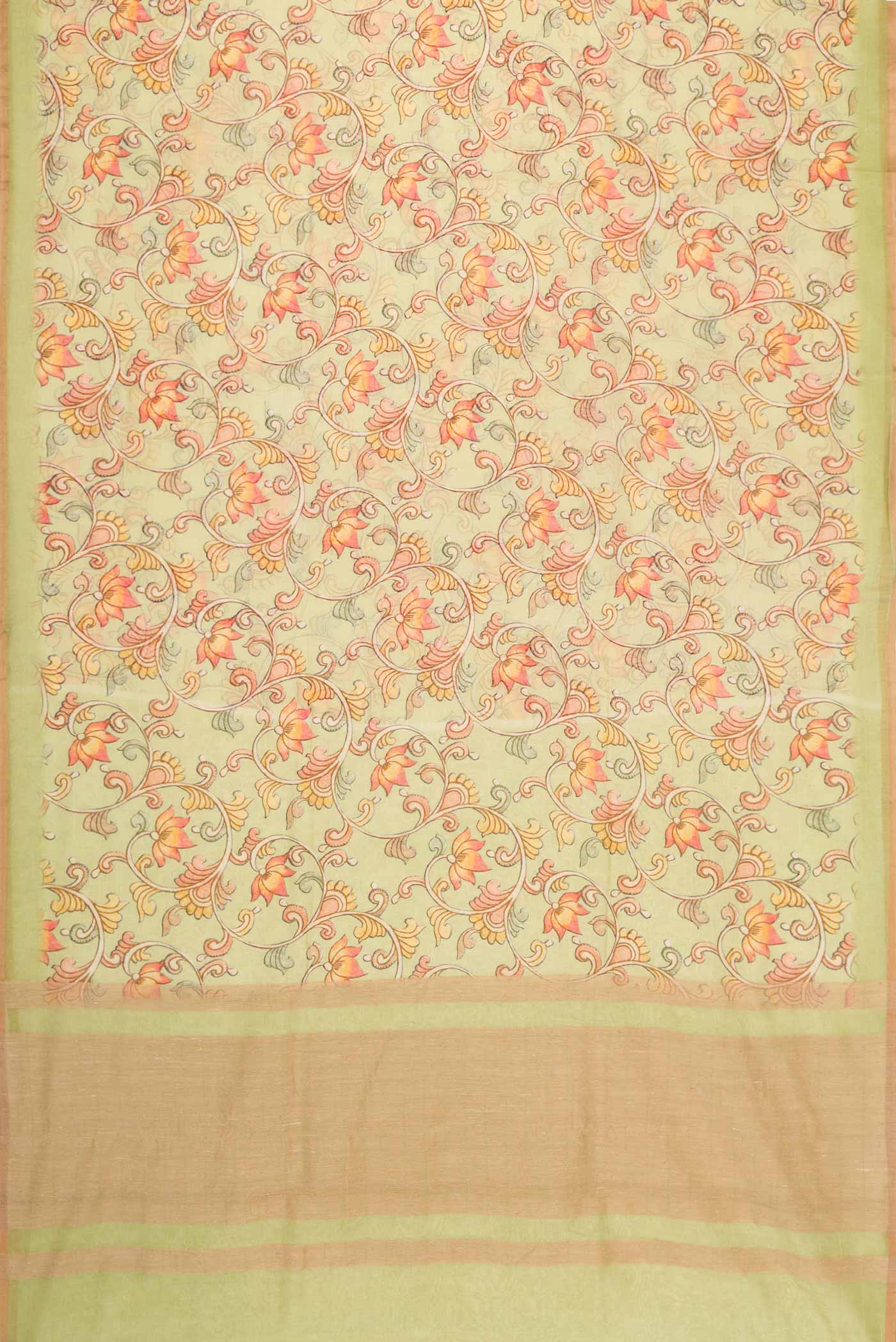Light Green Chanderi Silk Cotton Saree - Image 3