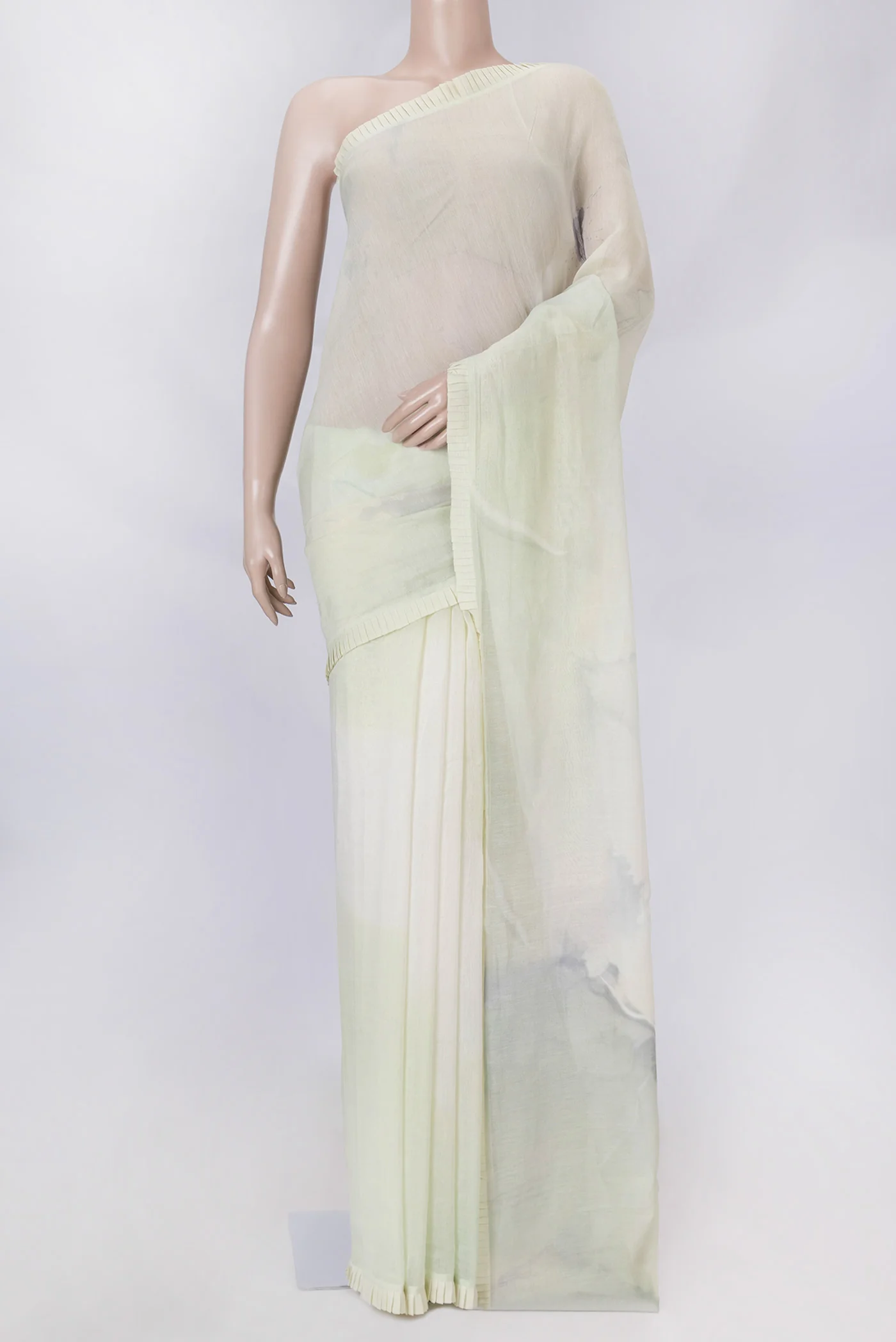 Cream Dual Tone Chanderi Silk Cotton Saree