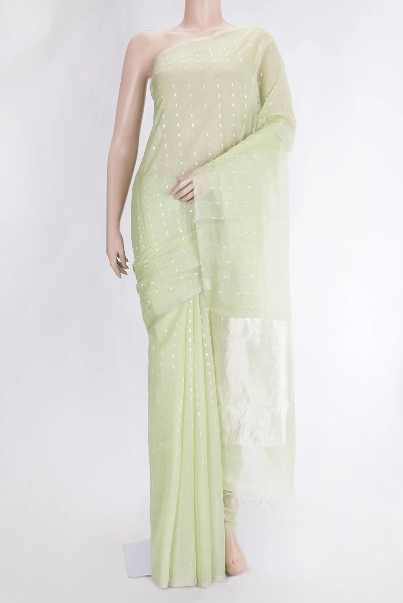 Pista Green Dual Tone Chanderi Tissue Silk Saree