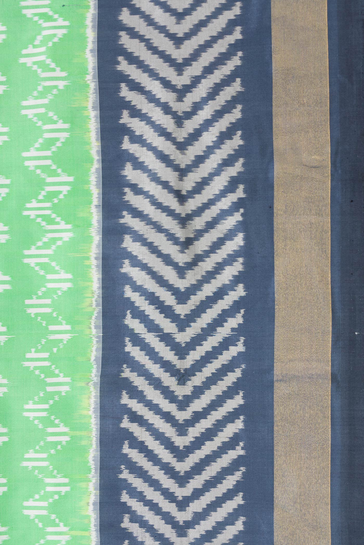 Pista Green Pochampally Silk Saree - Image 3