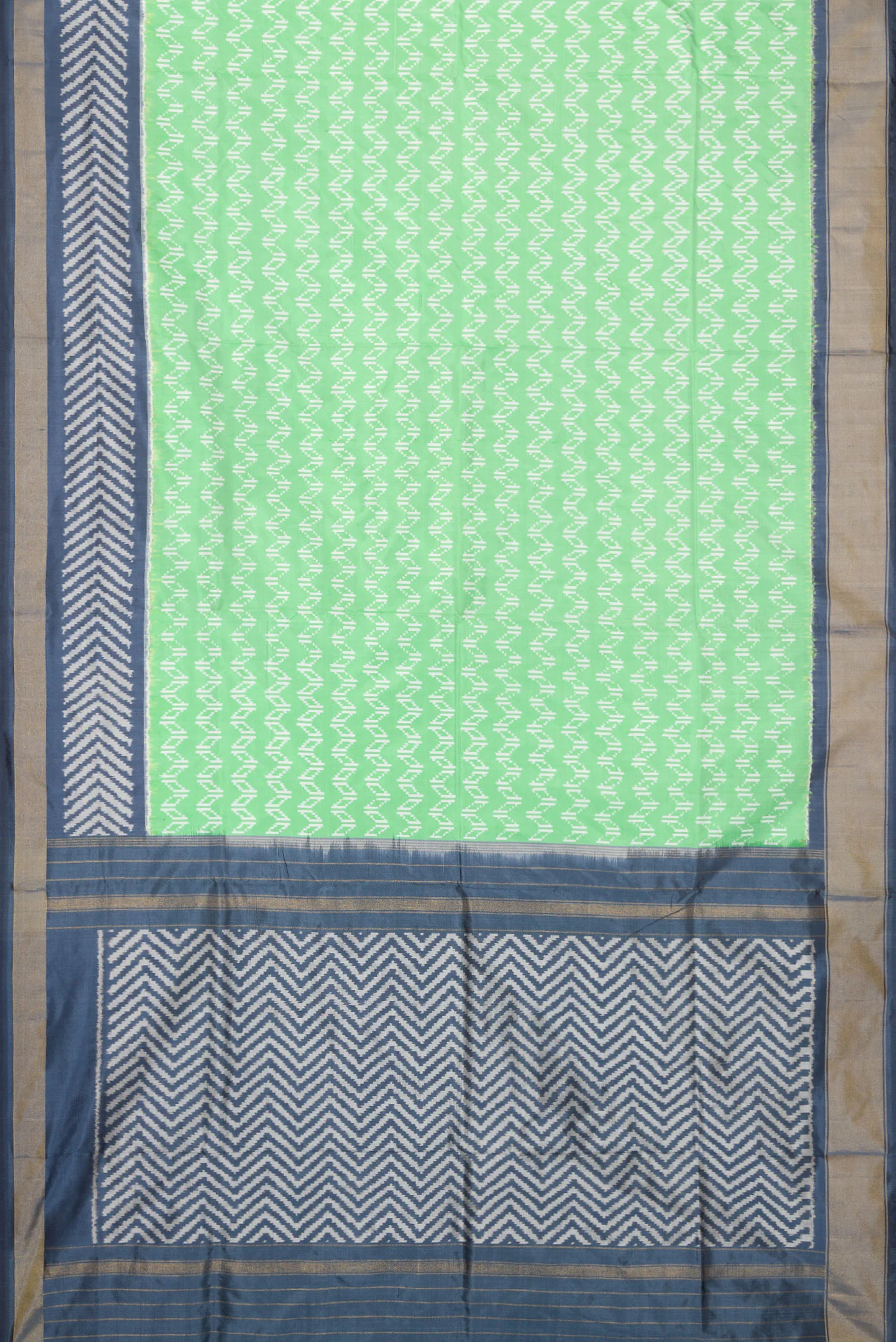 Pista Green Pochampally Silk Saree - Image 6