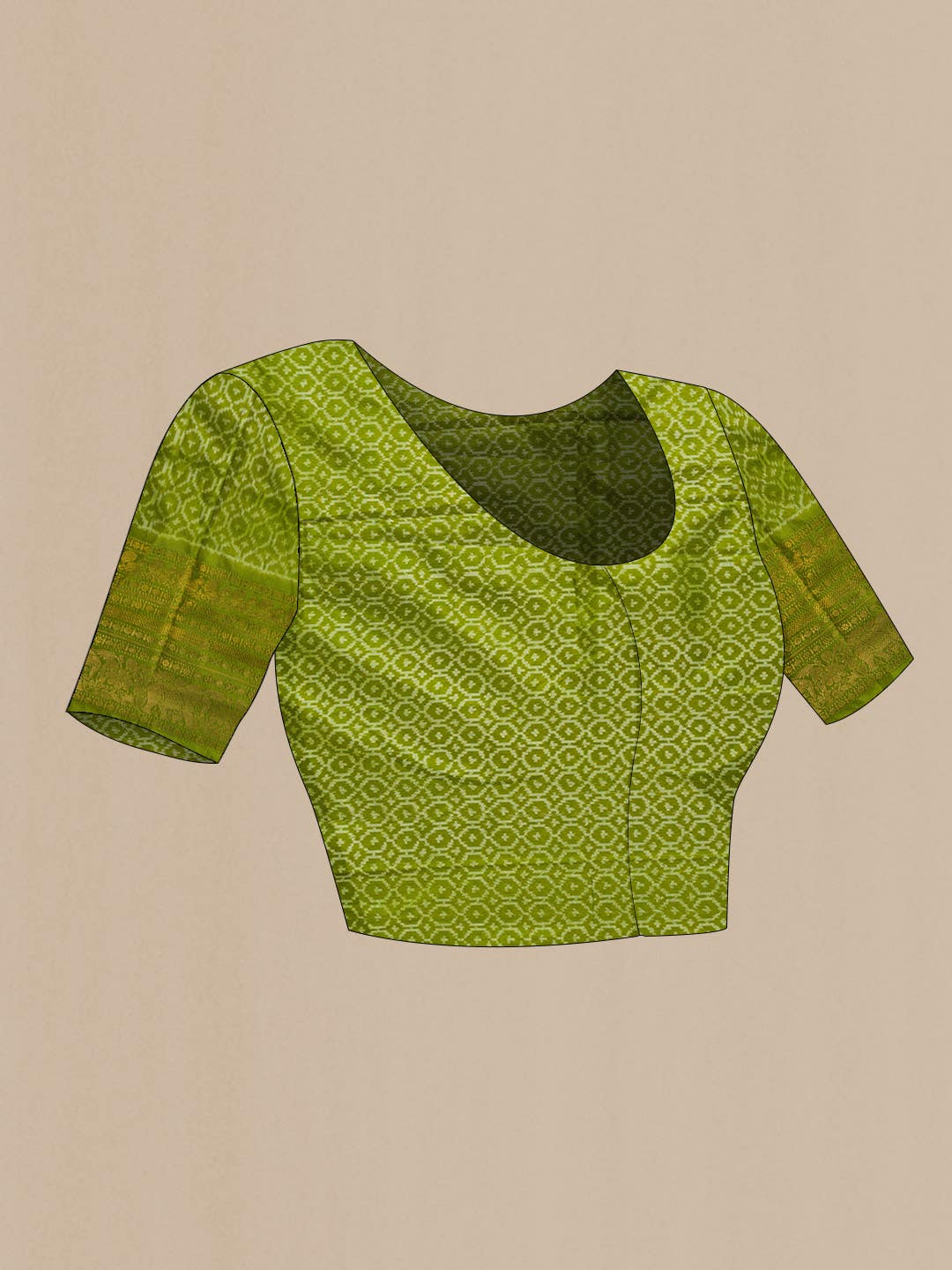 Pista Green Dual Tone Double Ikat Saree - Image 6