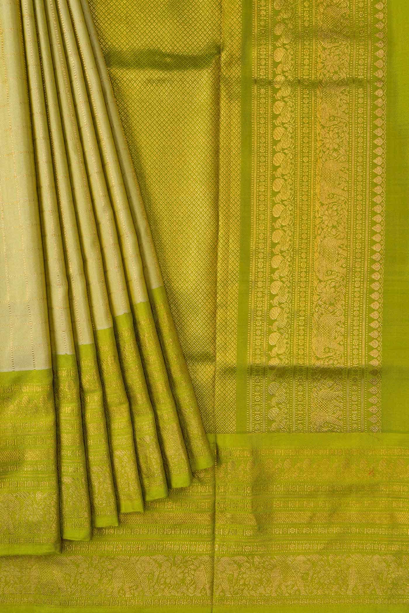 Pista Green Dual Tone Double Ikat Saree - Image 8