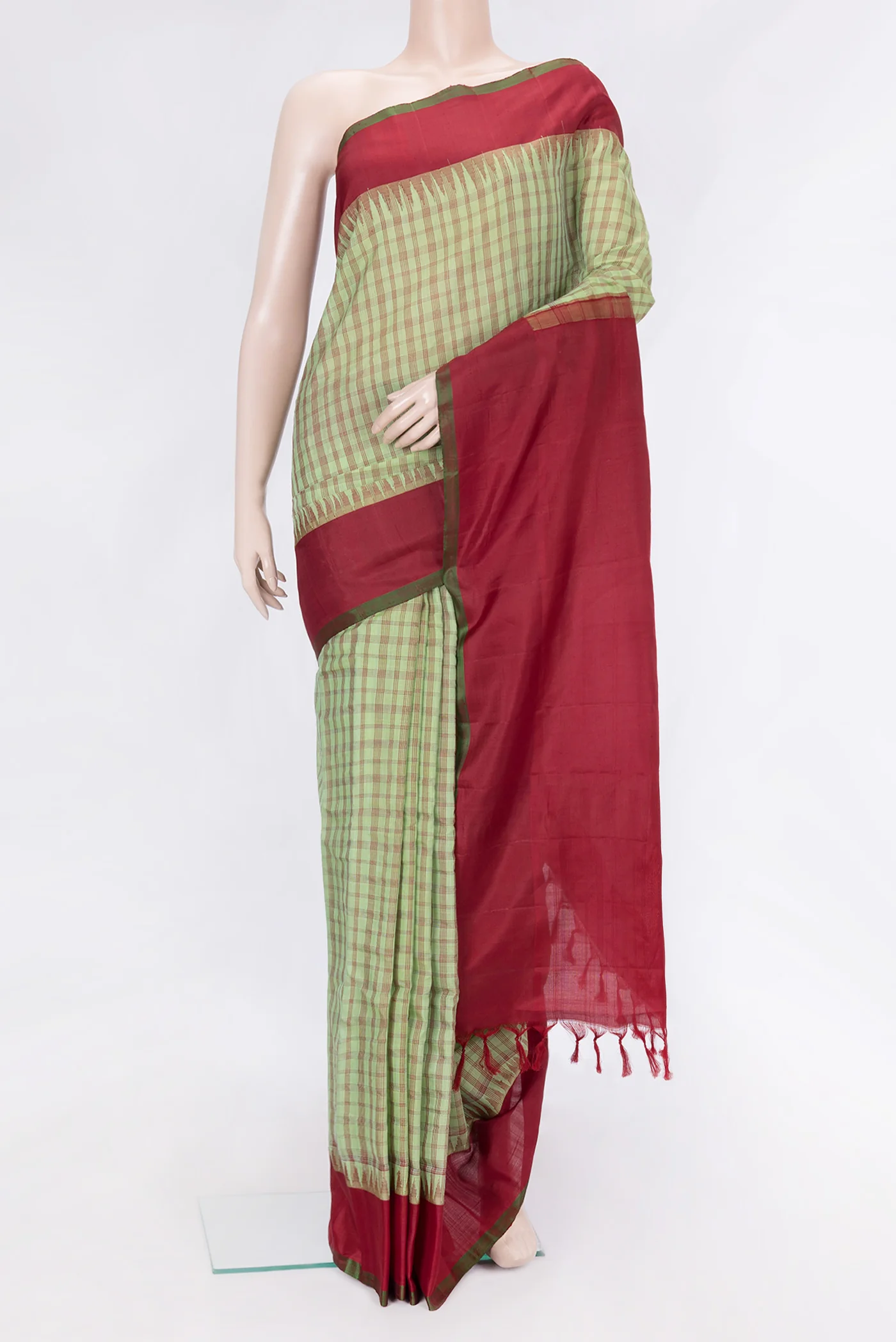 Pista Green Gadwal Silk Cotton Saree