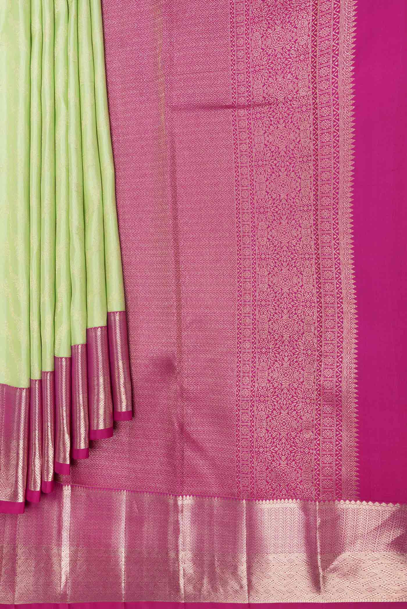 Pista Green Dual Tone Kanjivaram Saree - Image 4