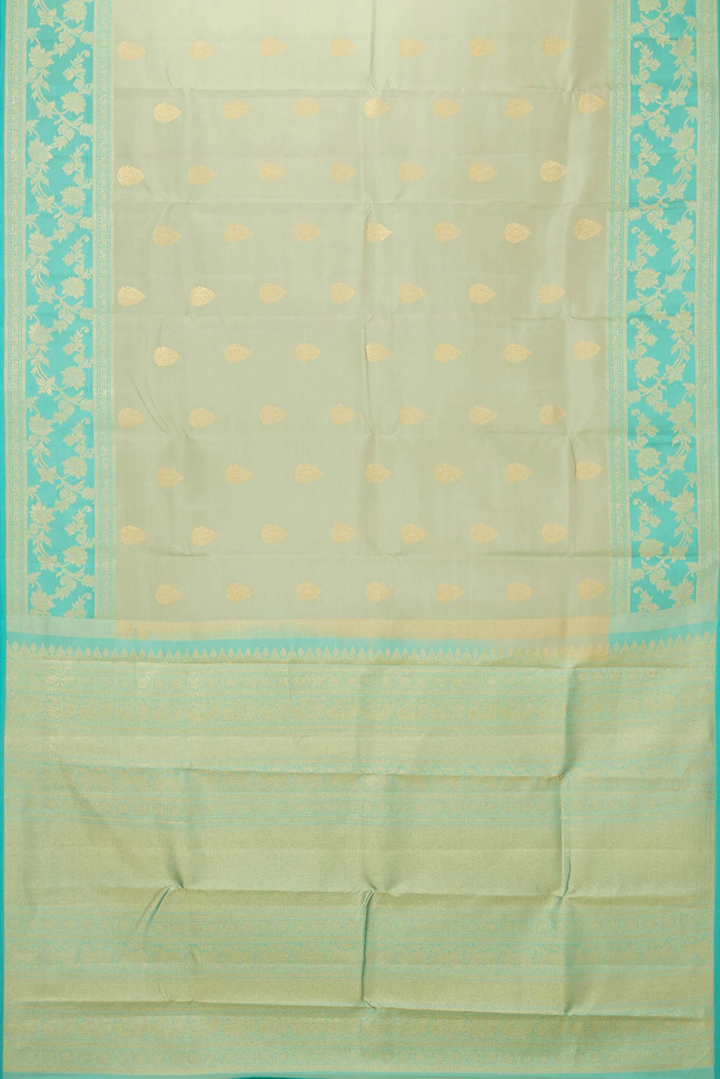 Pista Green Dual Tone Kanchipuram Saree - Image 6