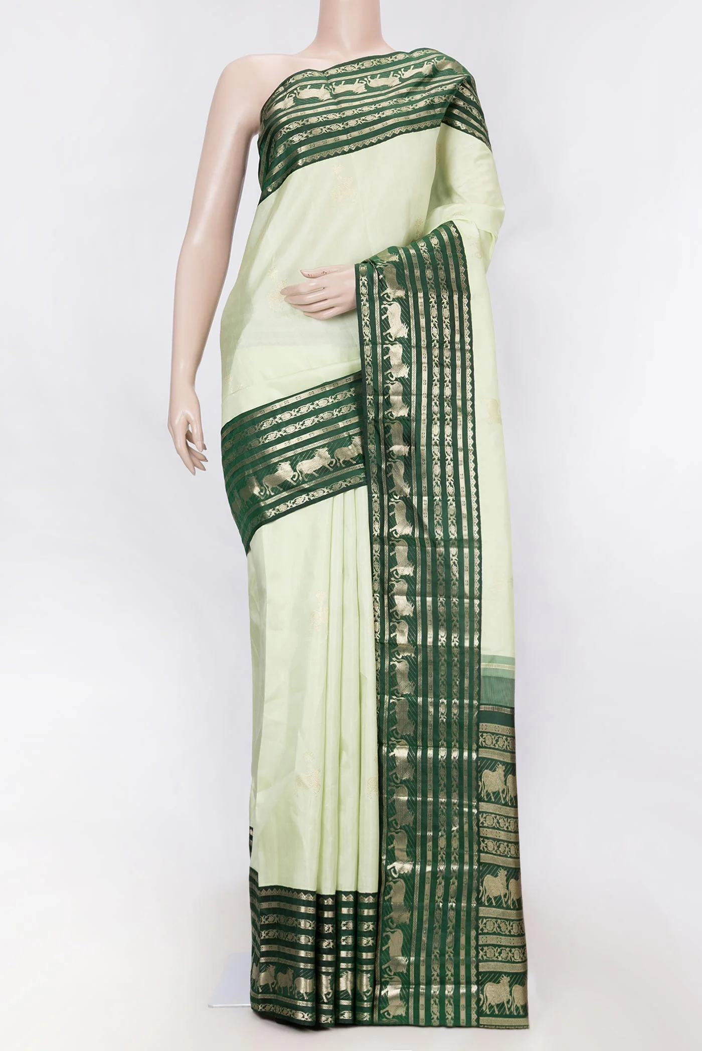 Pista Green Dual Tone Kanjivaram Silk Saree