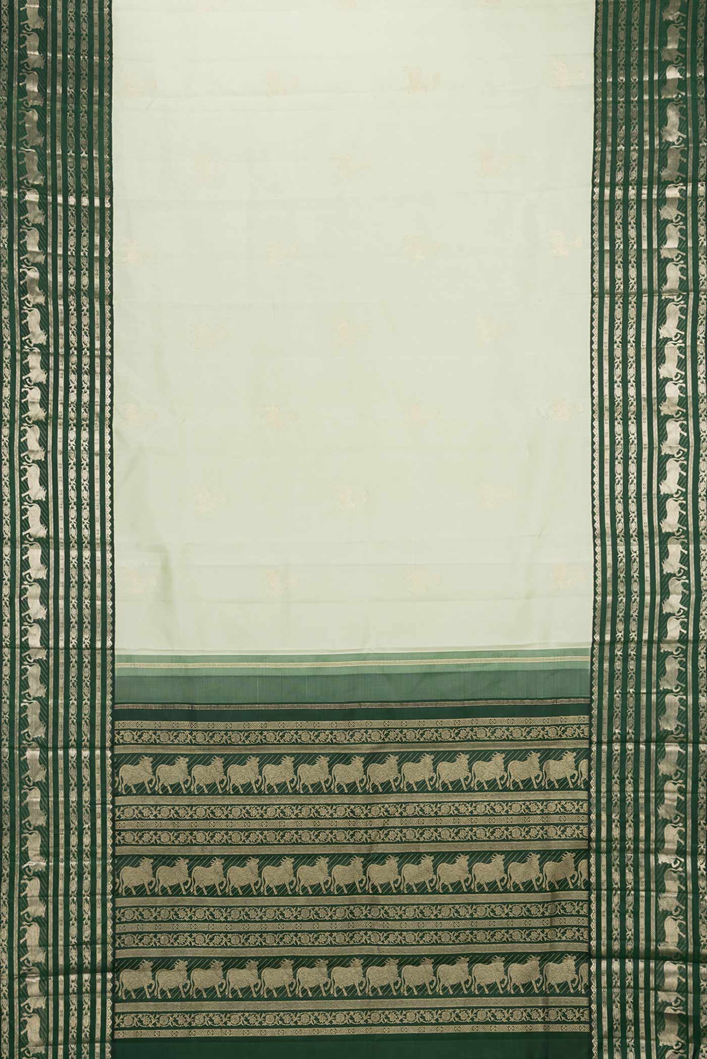 Pista Green Dual Tone Kanjivaram Silk Saree - Image 6