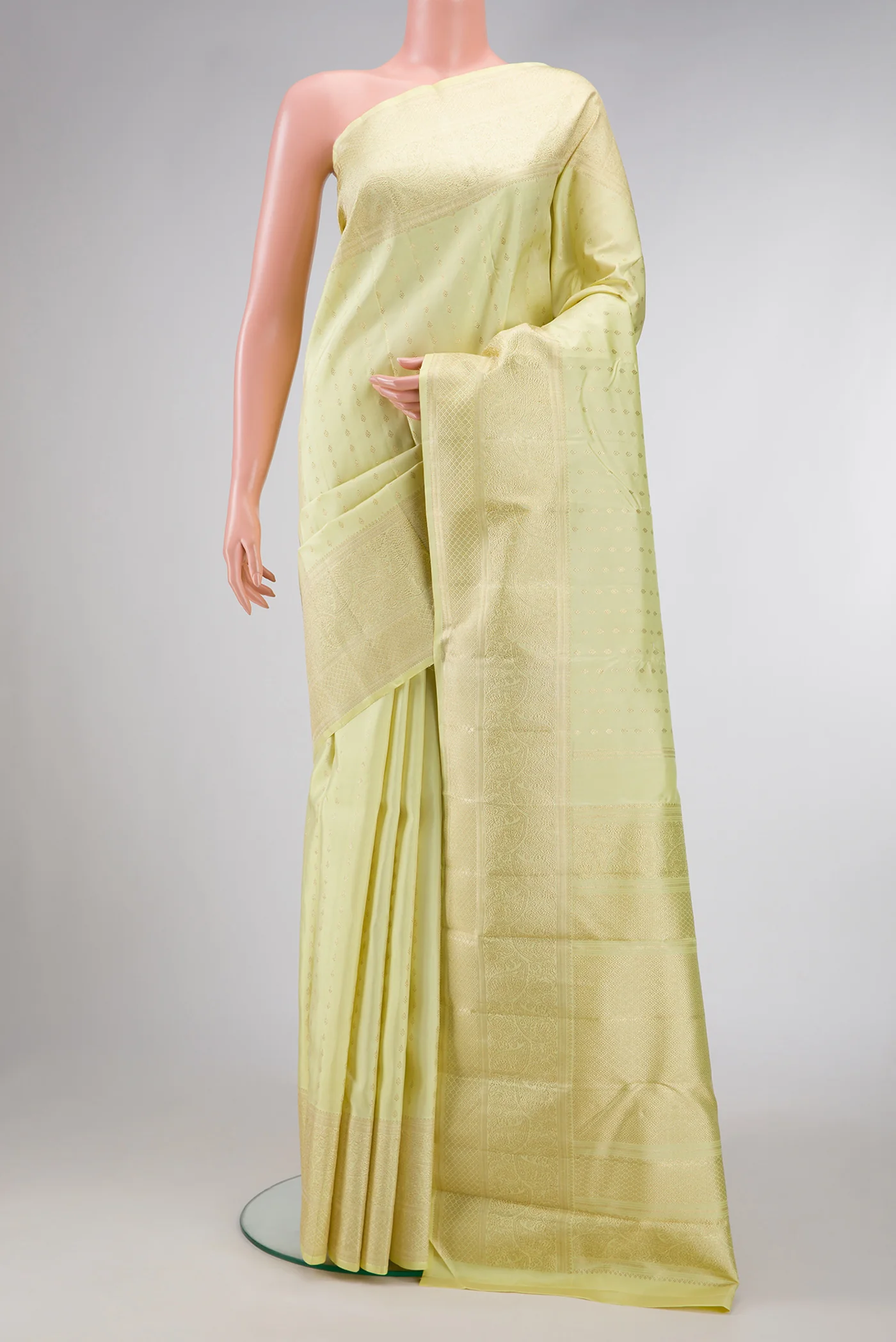 Lemon Yellow Kanchipuram Silk Saree