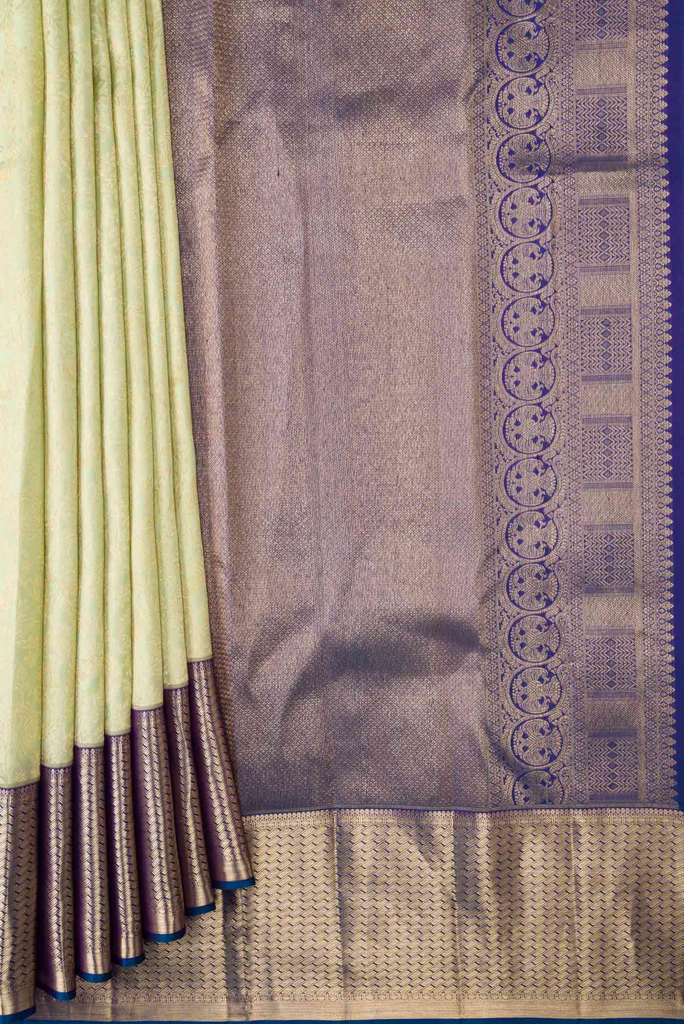 Pista Green Dual Tone Kanchipuram Silk Saree - Image 5
