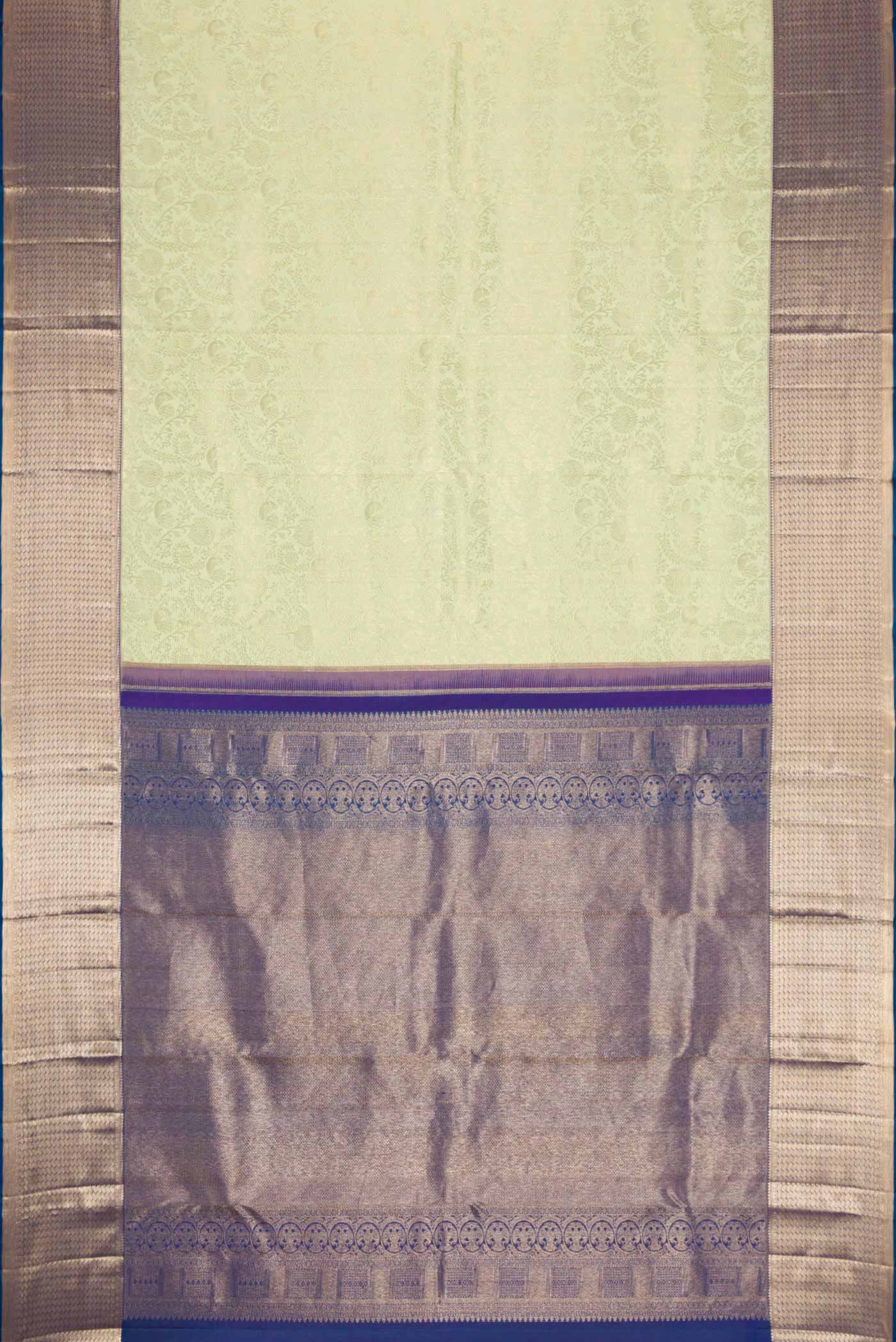 Pista Green Dual Tone Kanchipuram Silk Saree - Image 7