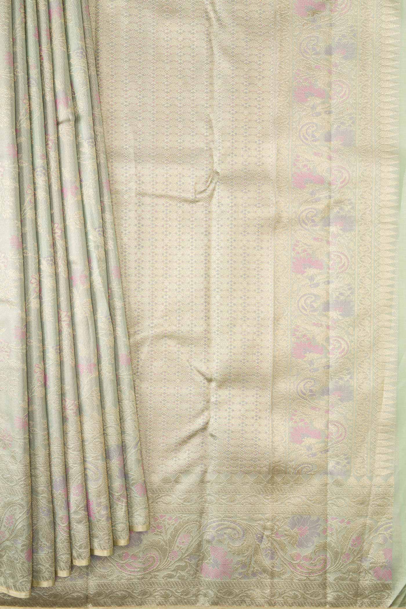 Pista Green Dual Tone Kanchipuram Silk Saree - Image 4