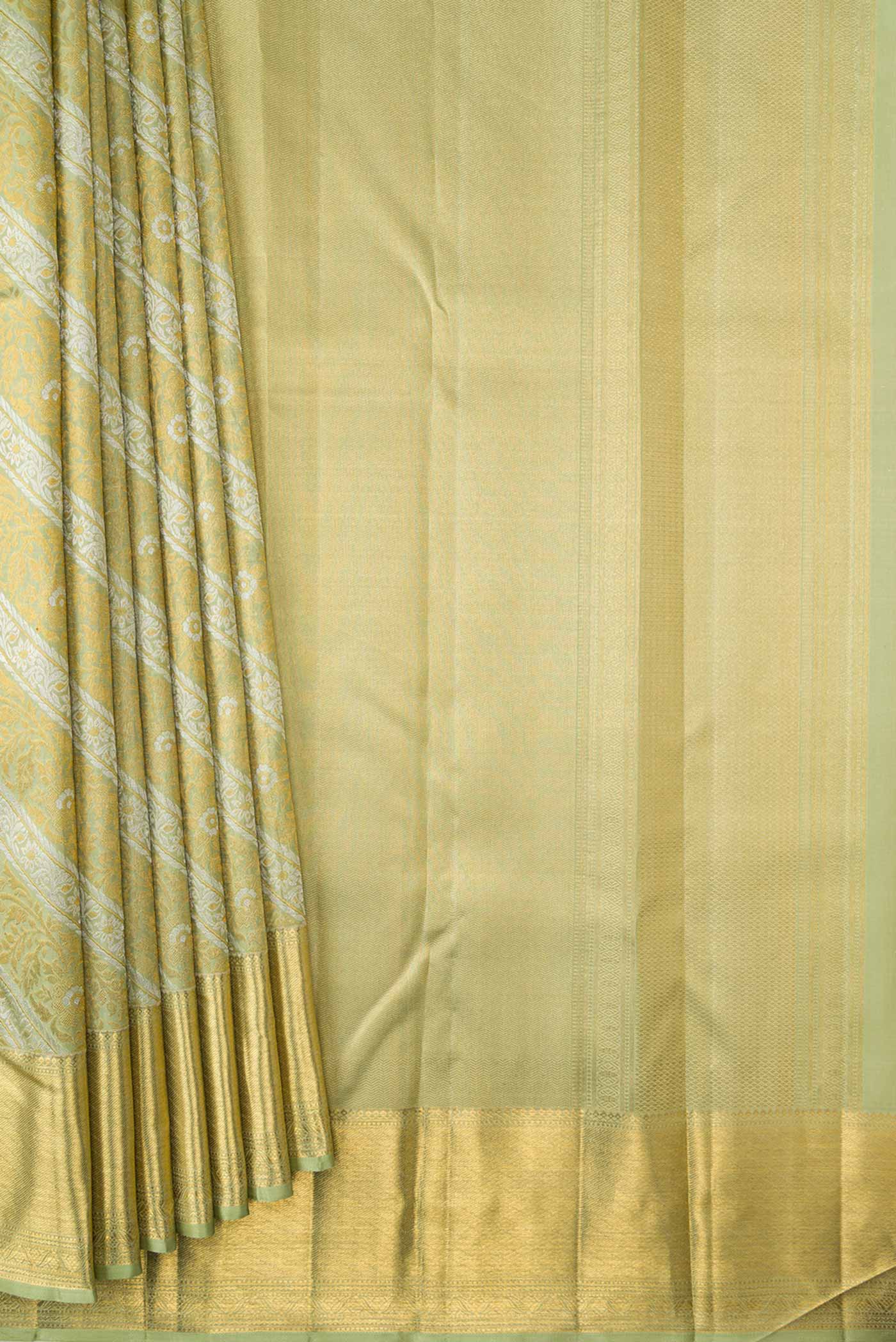 Pista Green Dual Tone Kanjivaram Silk Saree - Image 4