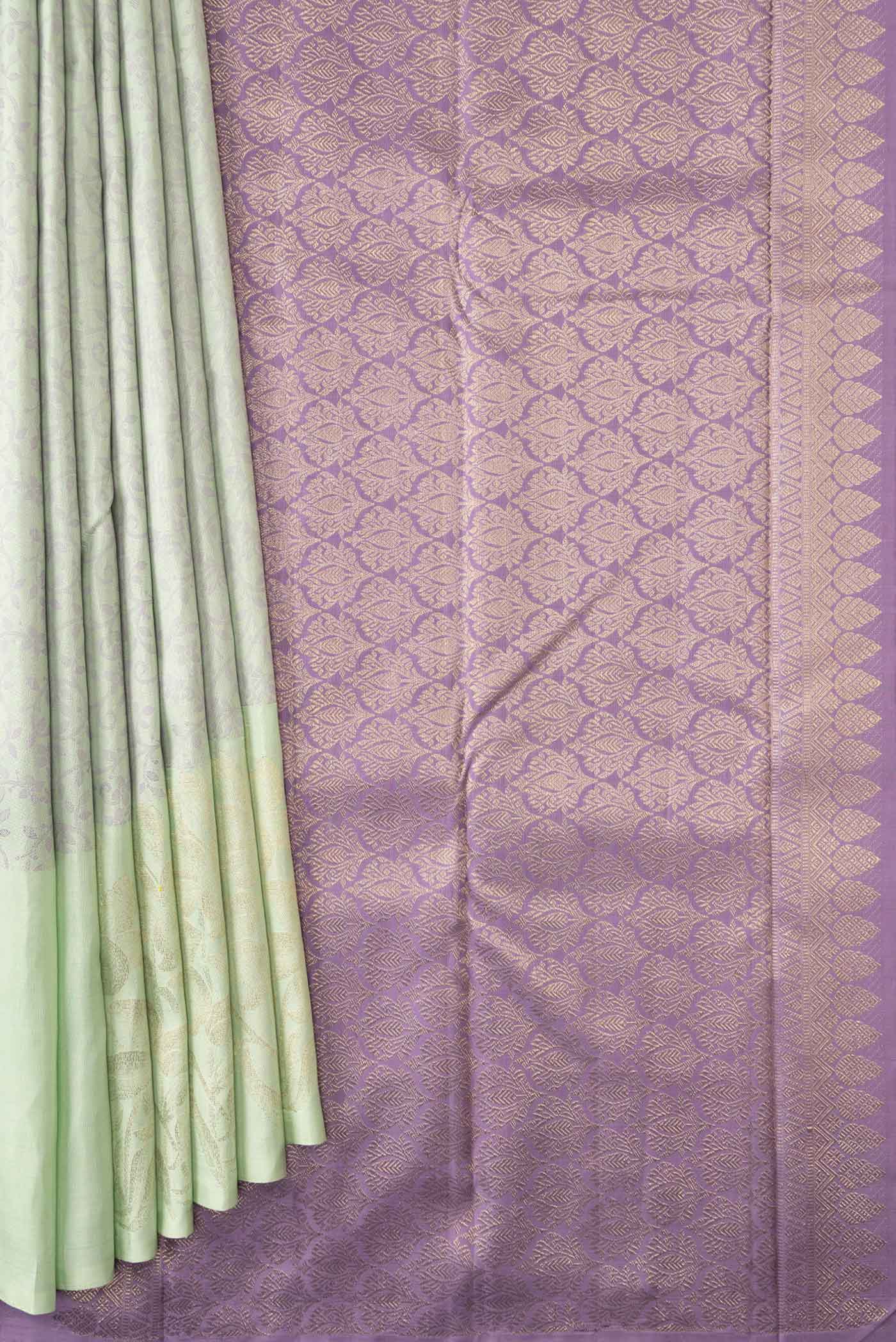 Pista Green Dual Tone Kanjivaram Silk Saree - Image 4