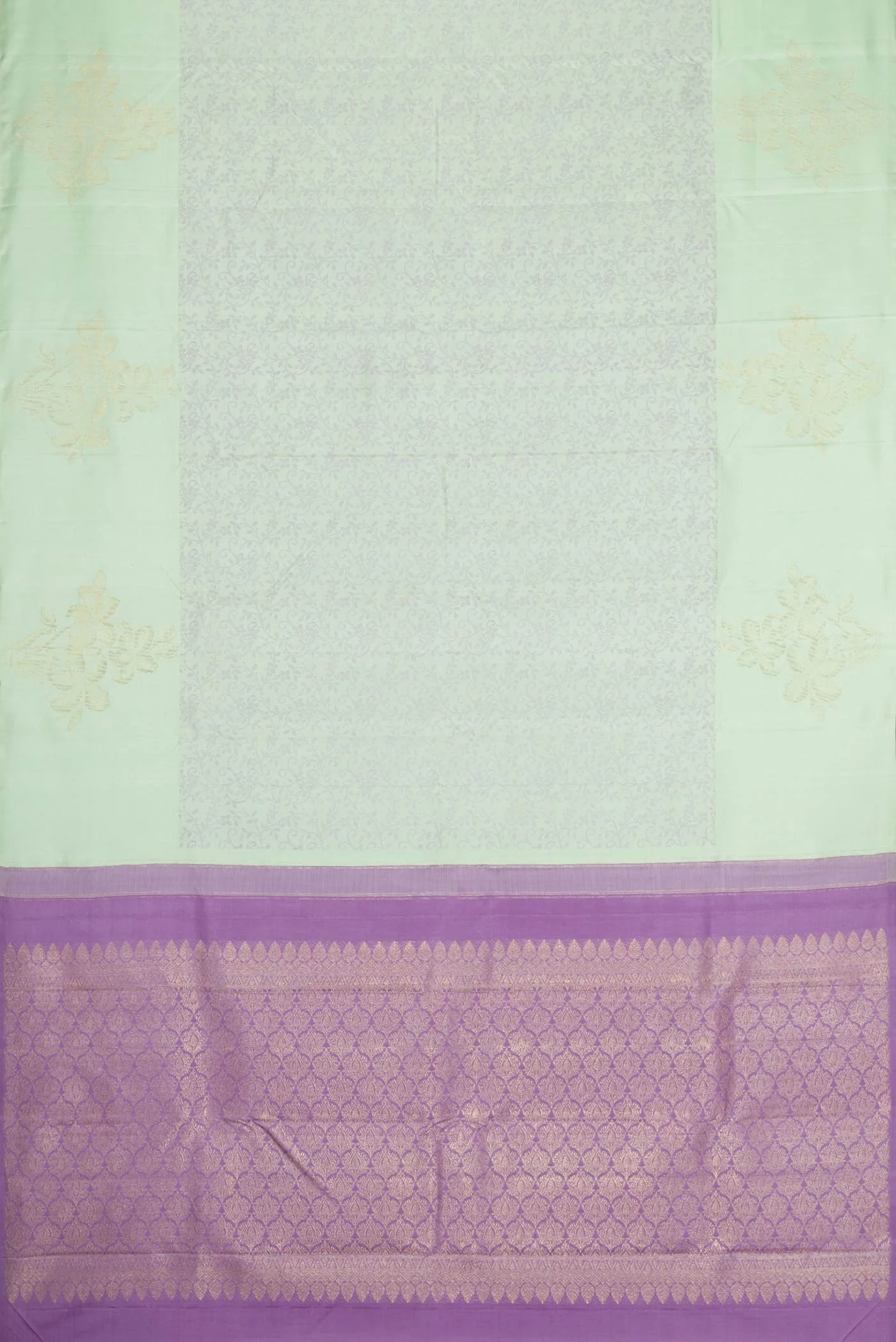 Pista Green Dual Tone Kanjivaram Silk Saree - Image 6