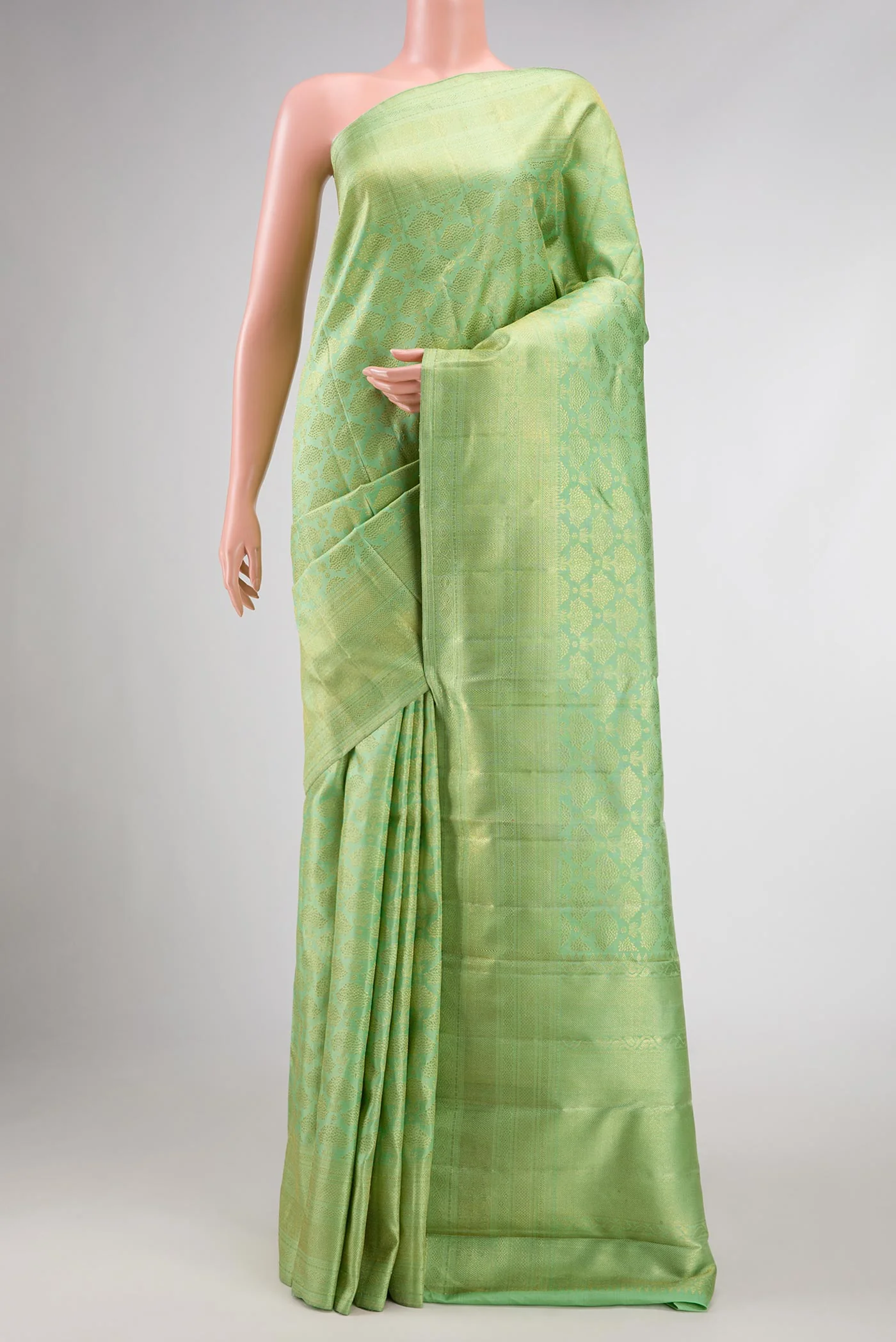Pista Green Dual Tone Kanchipuram Silk Saree