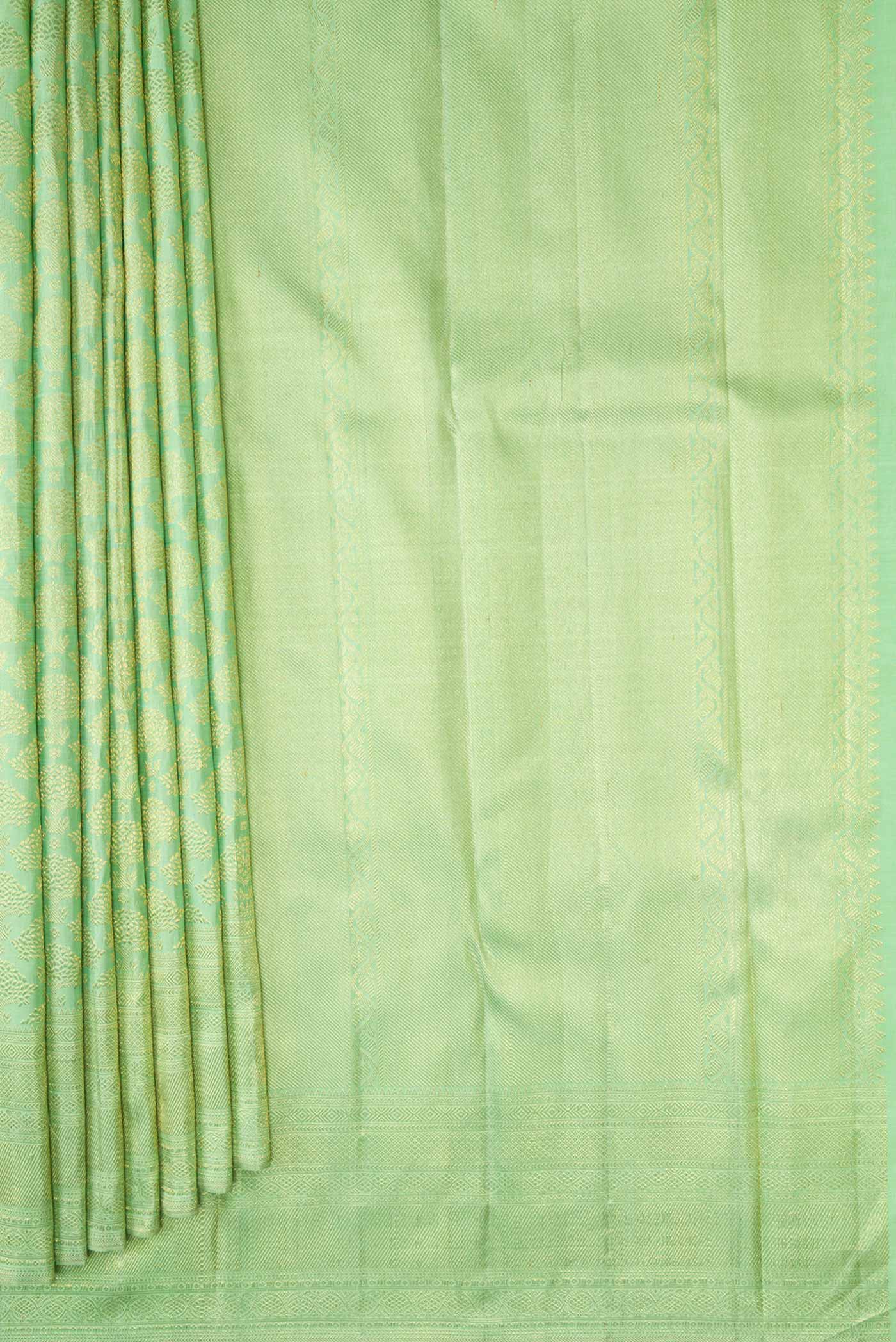 Pista Green Dual Tone Kanchipuram Silk Saree - Image 4