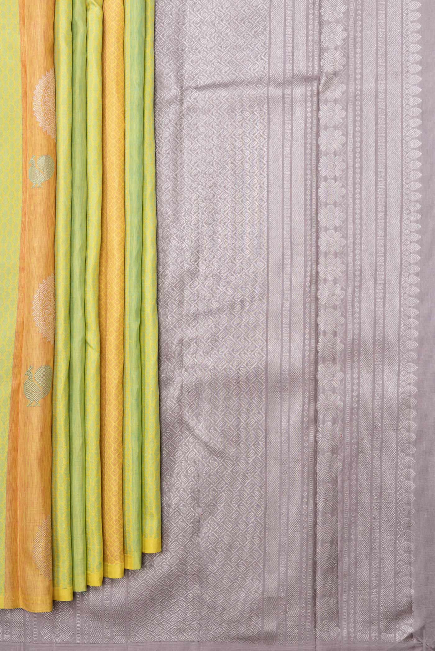 Pista Green Dual Tone Kanjivaram Silk Saree - Image 4