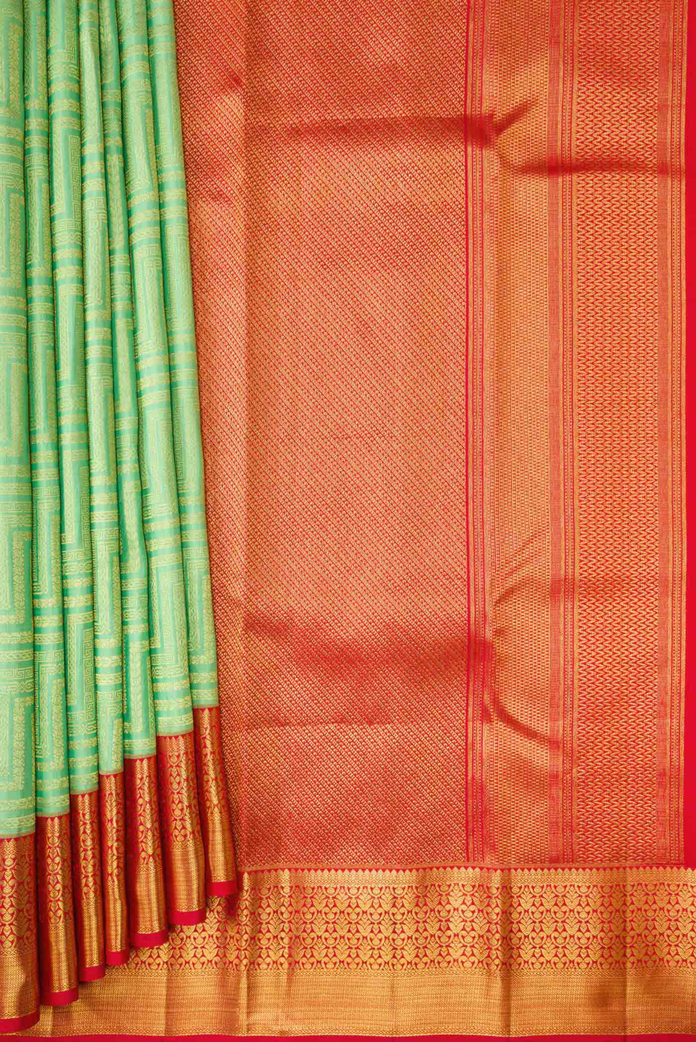 Sea Green Kanchipuram Silk Saree - Image 4
