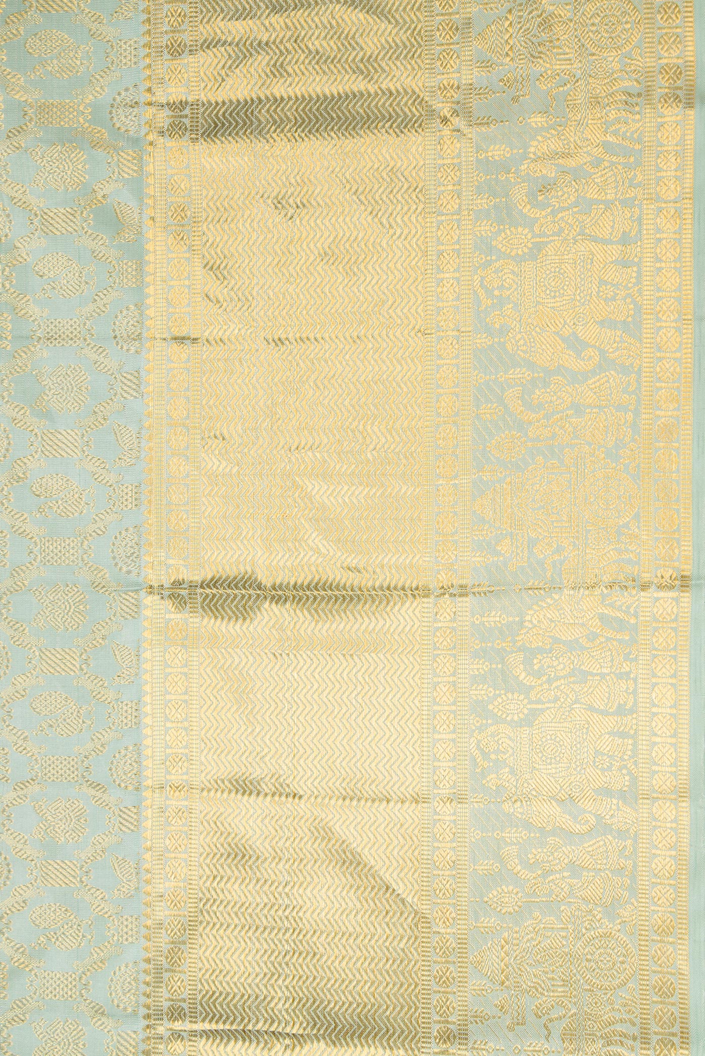 Blue Grey Dual Tone Kanchipuram Silk Saree - Image 3