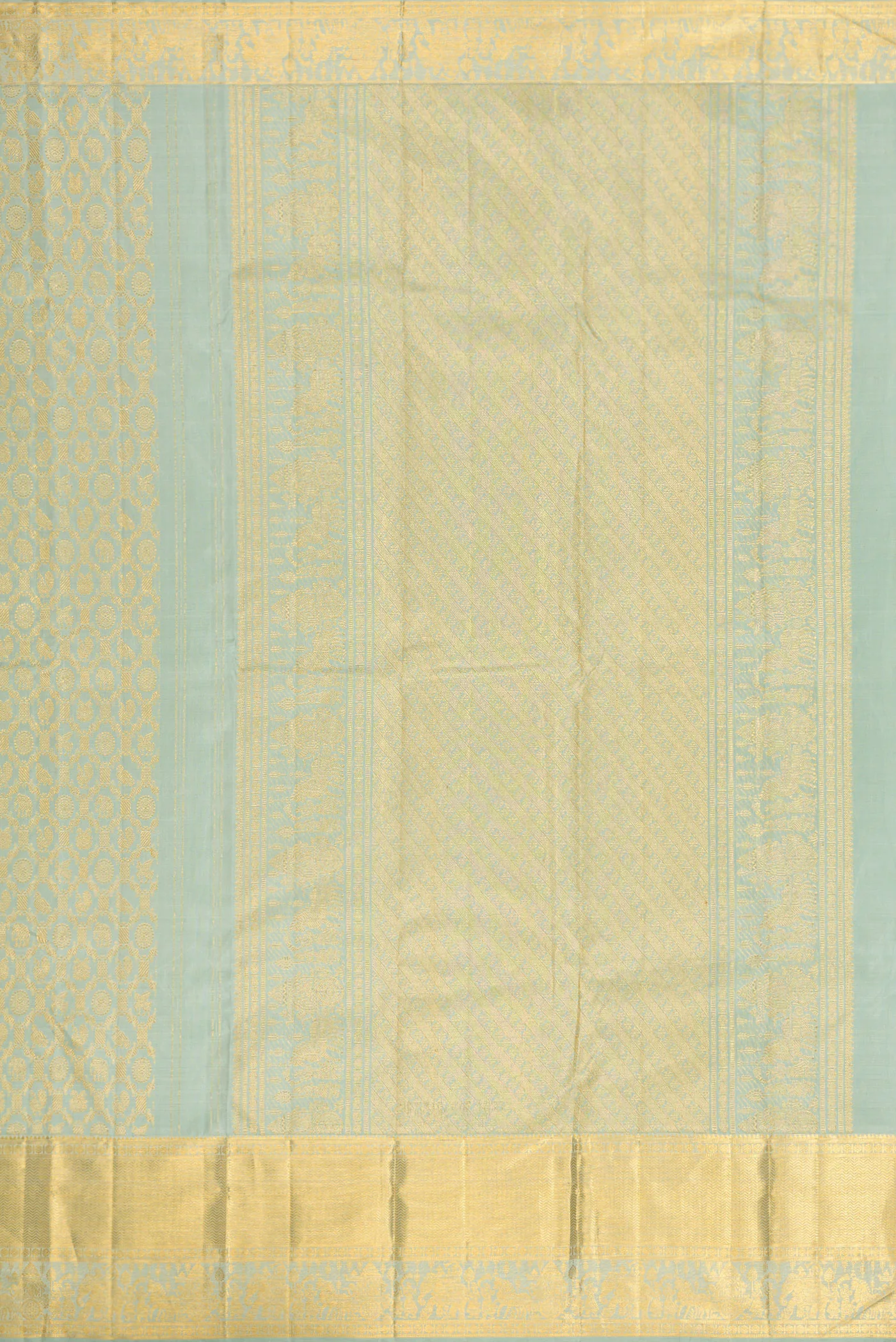 Blue Grey Dual Tone Kanchipuram Silk Saree - Image 7