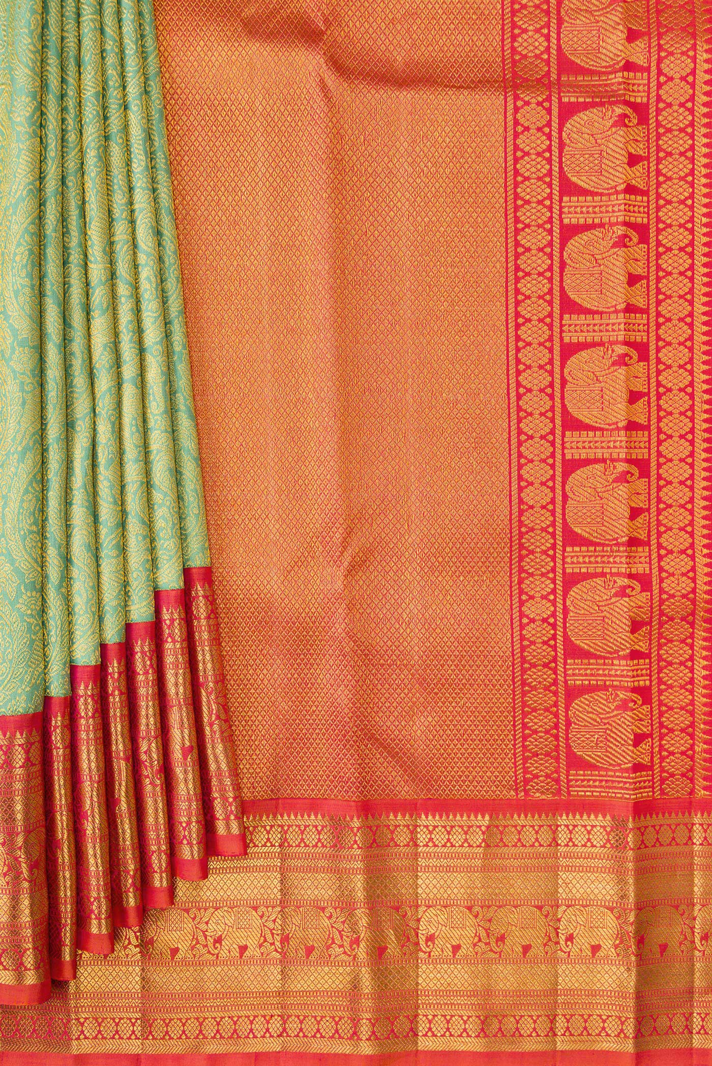 Pista Green Kanchipuram Silk Saree - Image 4