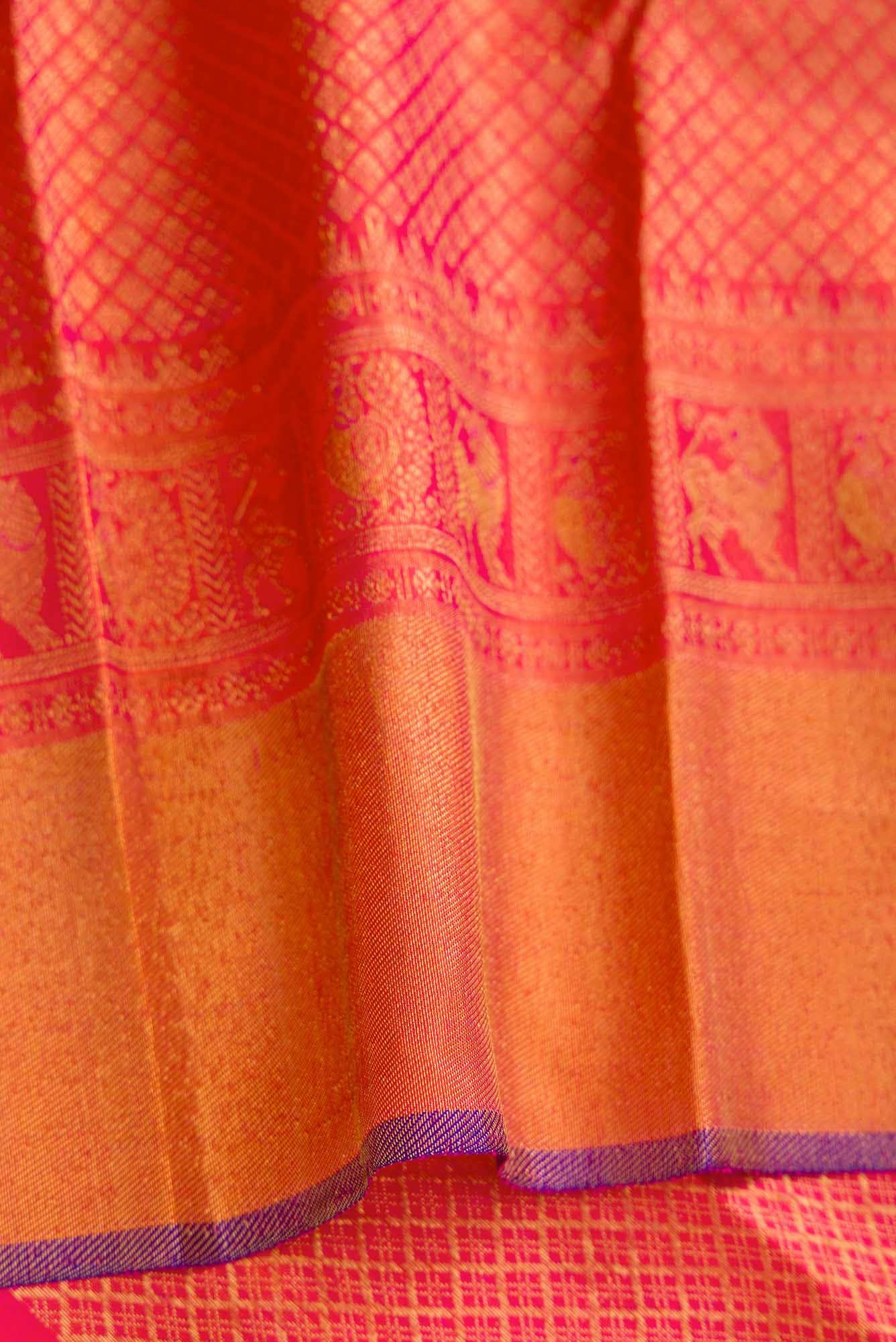 Pure Silk Pure Zari Pista Green Dual Tone Kanjivaram Saree - Image 6