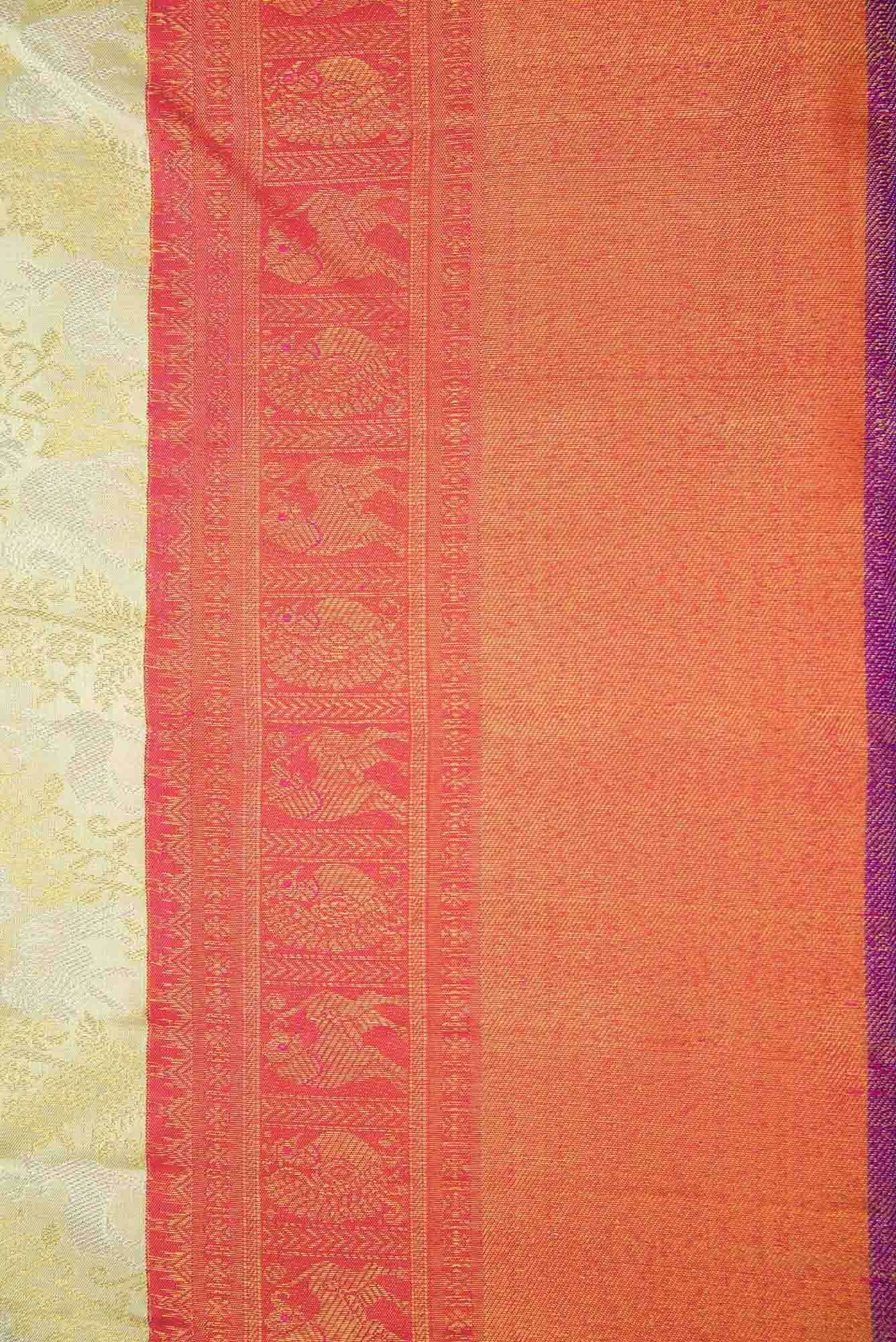 Pure Silk Pure Zari Pista Green Dual Tone Kanjivaram Saree - Image 5
